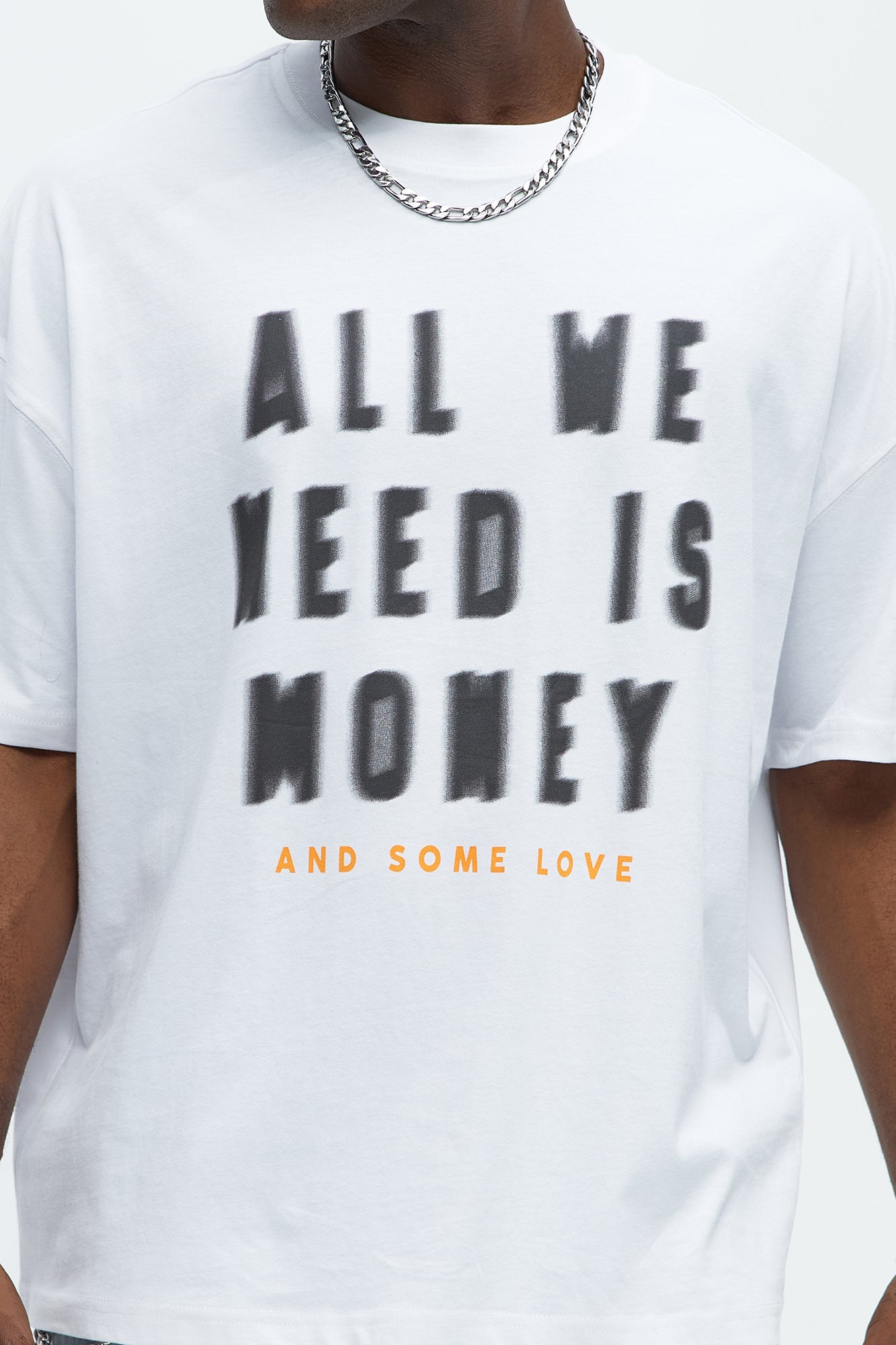 All We Need Is Money Oversized Short Sleeve Tee - White