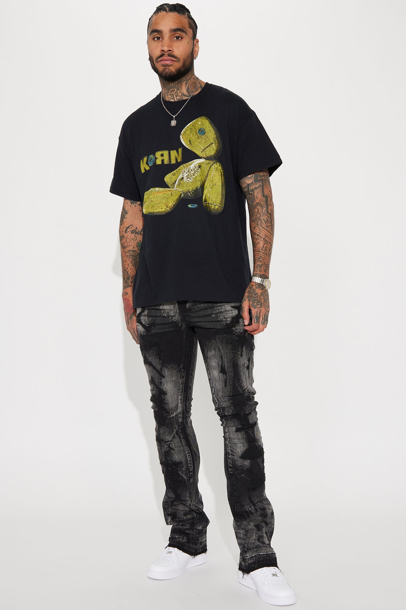 No Cap Stacked Skinny Flare Jeans - Black Wash