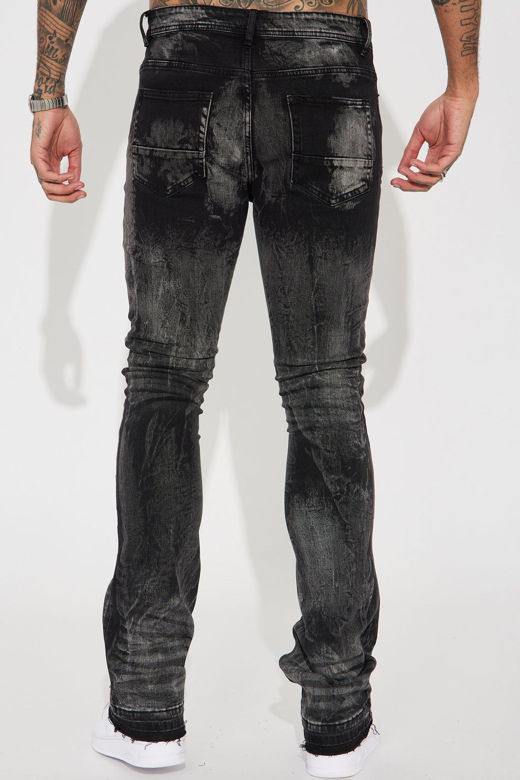 No Cap Stacked Skinny Flare Jeans - Black Wash