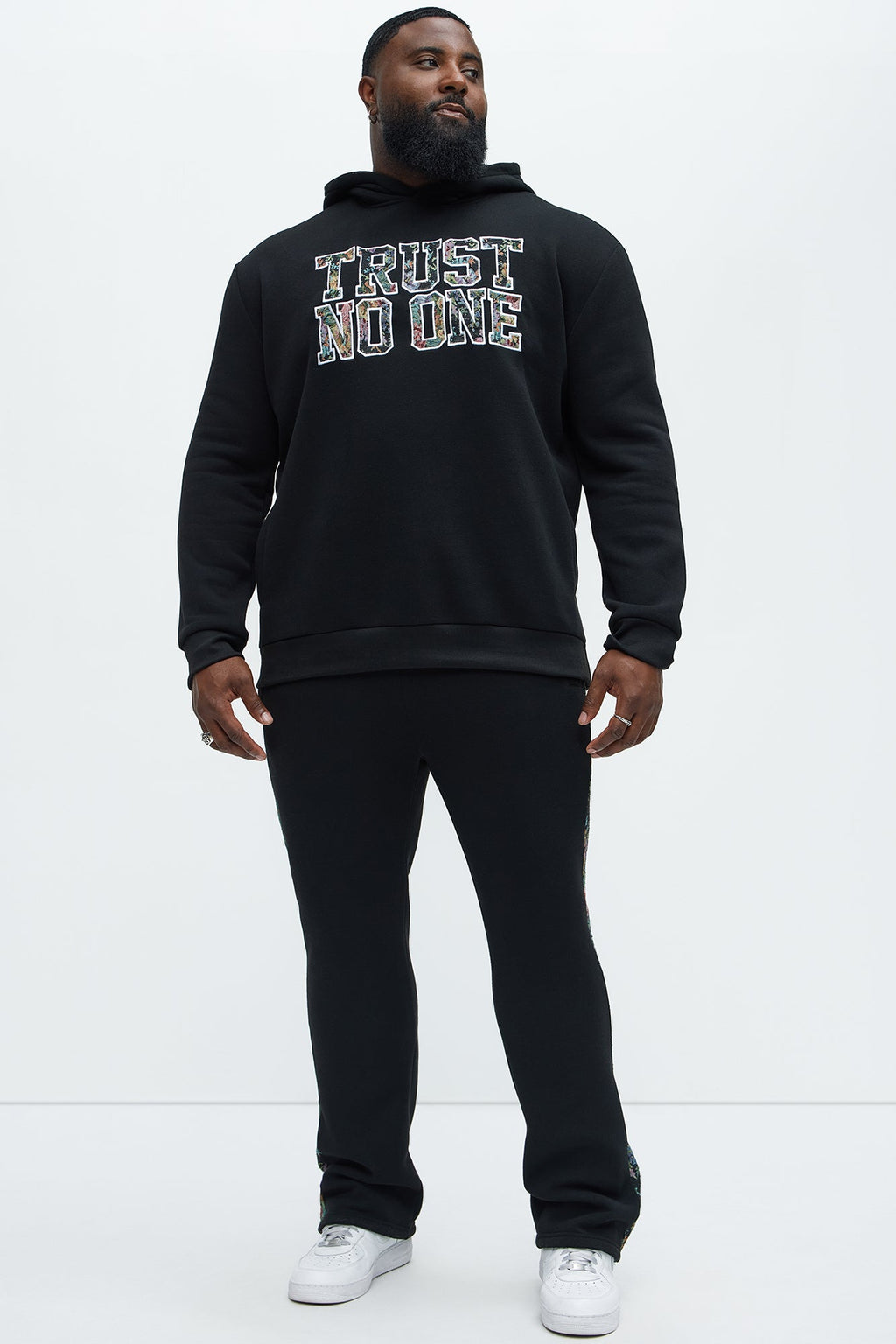 Trust No One Tapestry Hoodie - Black