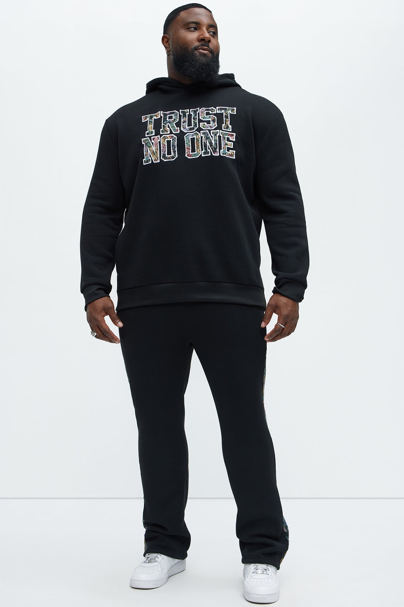 Trust No One Tapestry Hoodie - Black