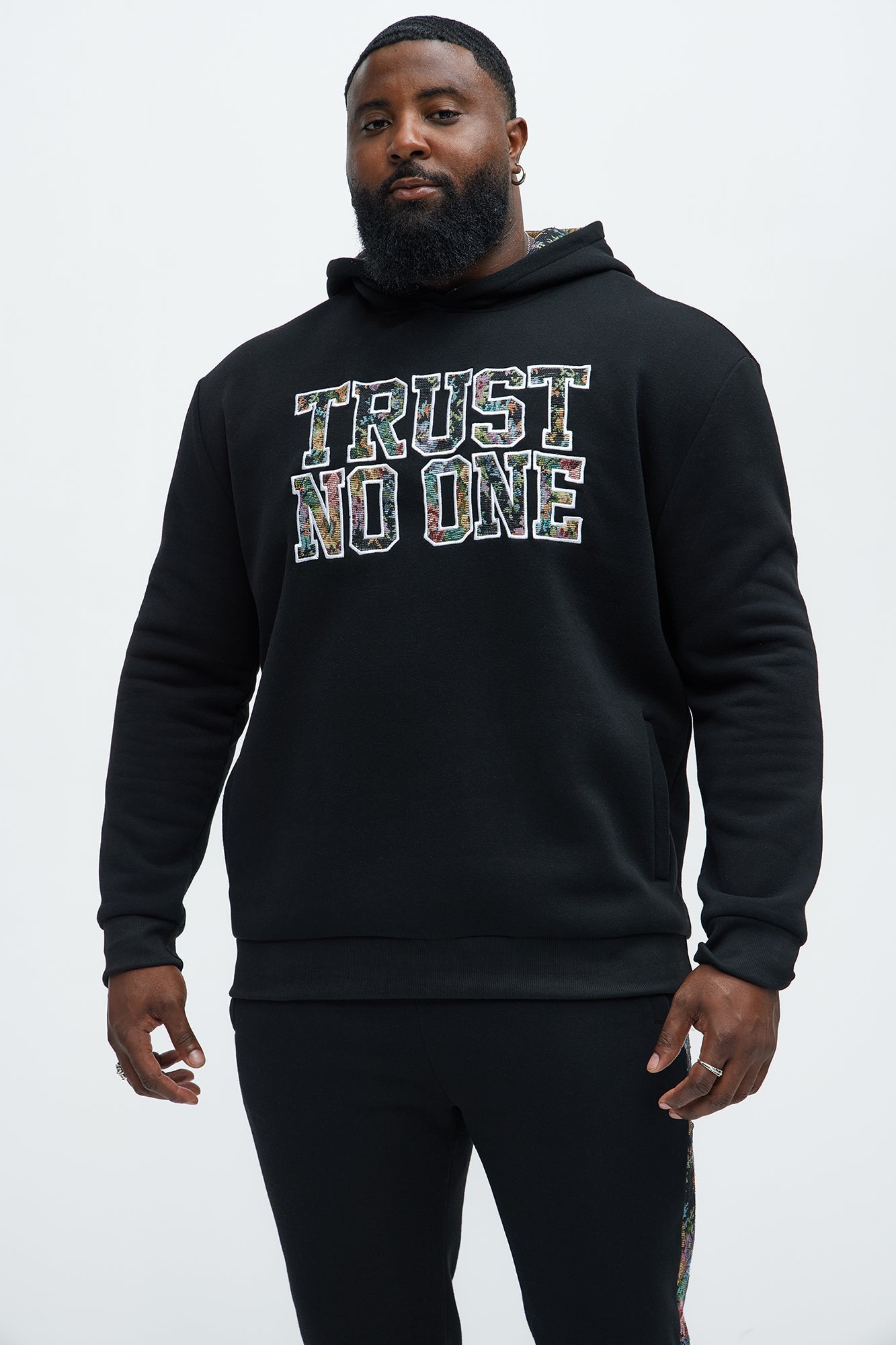 Trust No One Tapestry Hoodie - Black