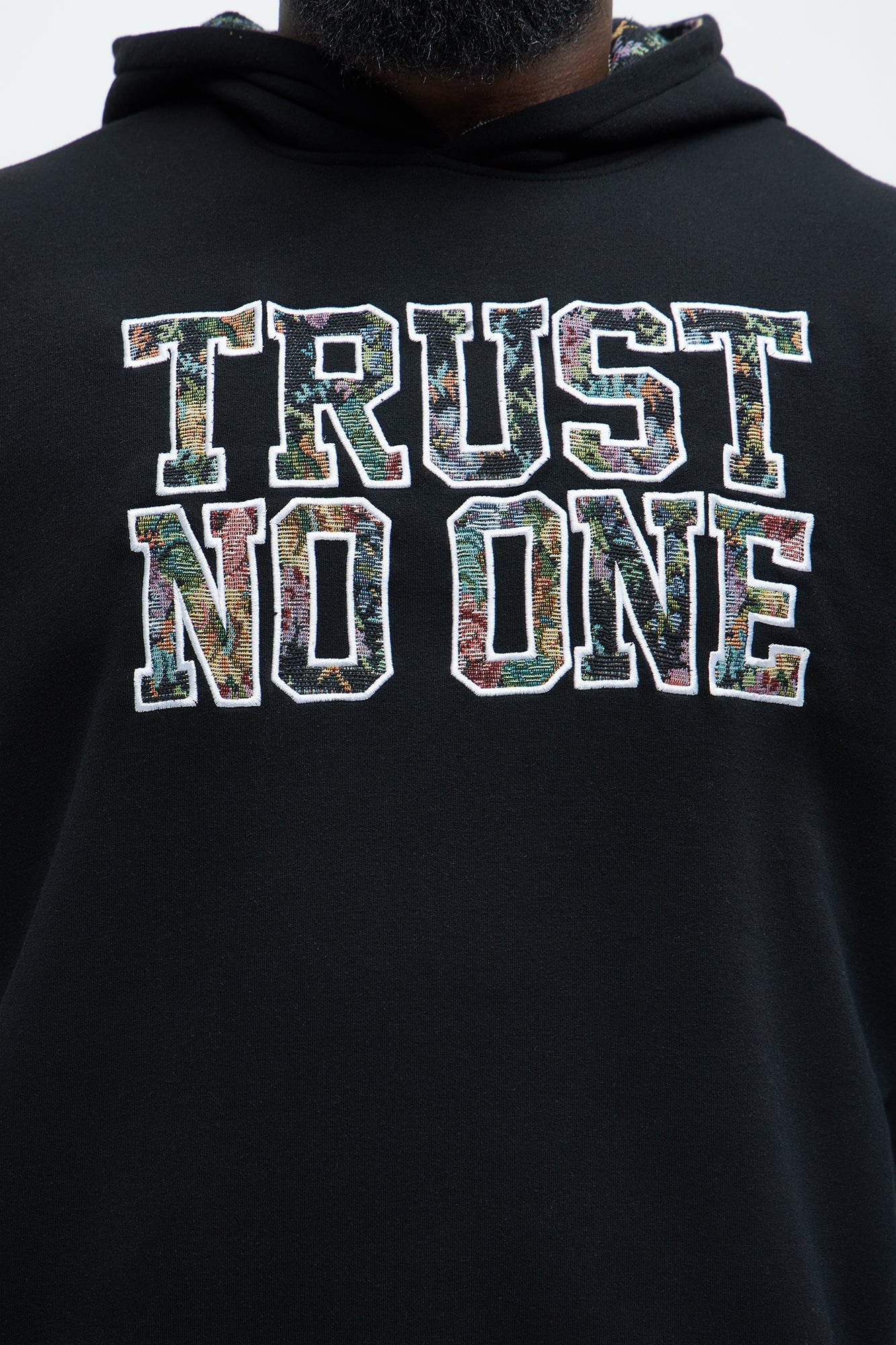 Trust No One Tapestry Hoodie - Black