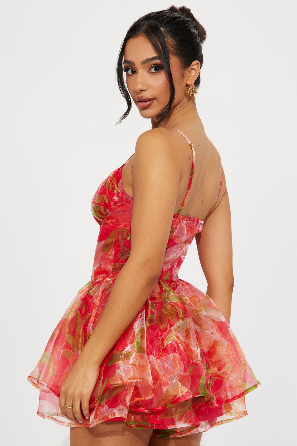 Watch Me Blossom Floral Romper - Red/combo