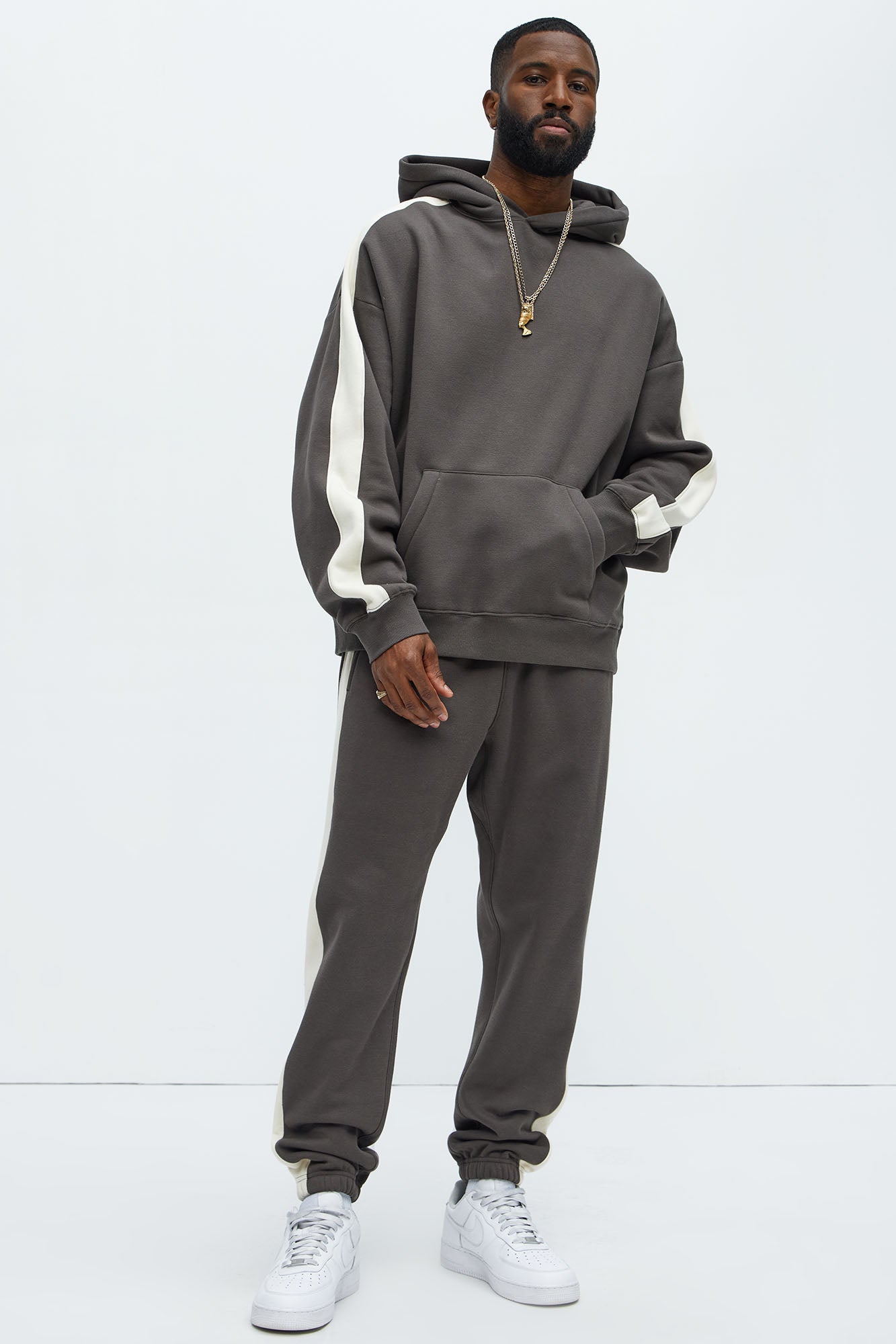 Tyson Heavyweight Oversized Striped Hoodie - Olive