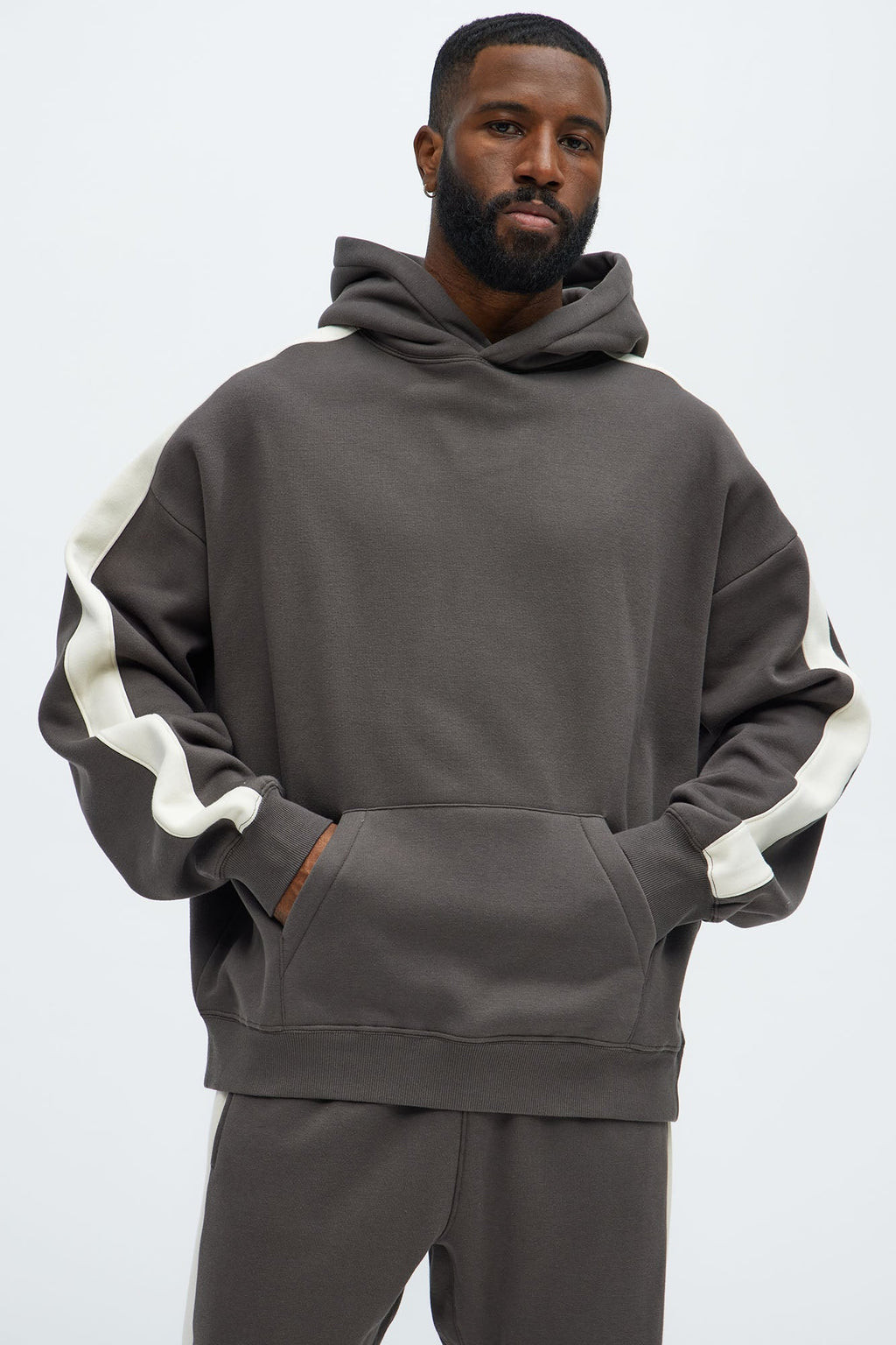 Tyson Heavyweight Oversized Striped Hoodie - Olive