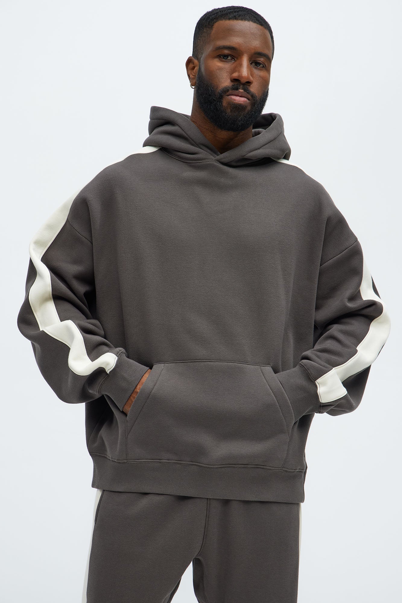 Tyson Heavyweight Oversized Striped Hoodie - Olive