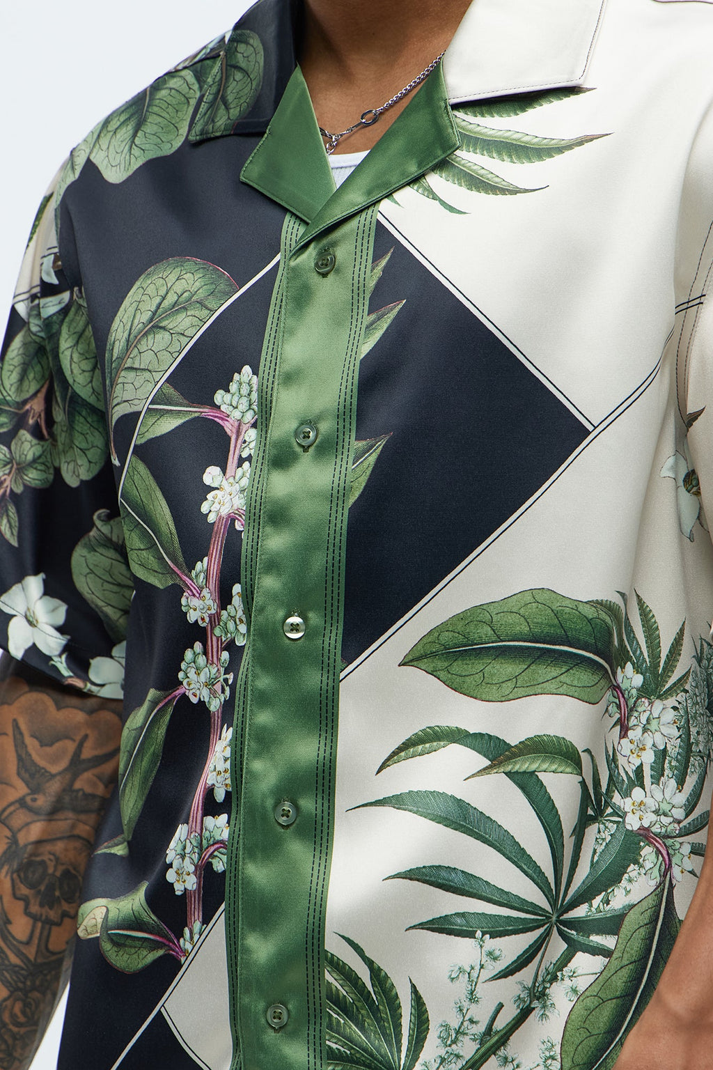 Agrarian Printed Cuban Collar Shirt - Green/combo