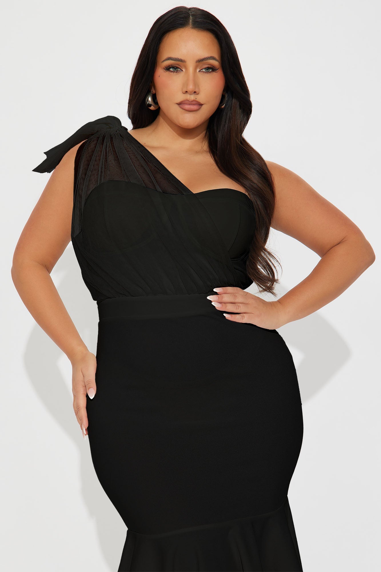 Prize Possession One Shoulder Midi Dress - Black