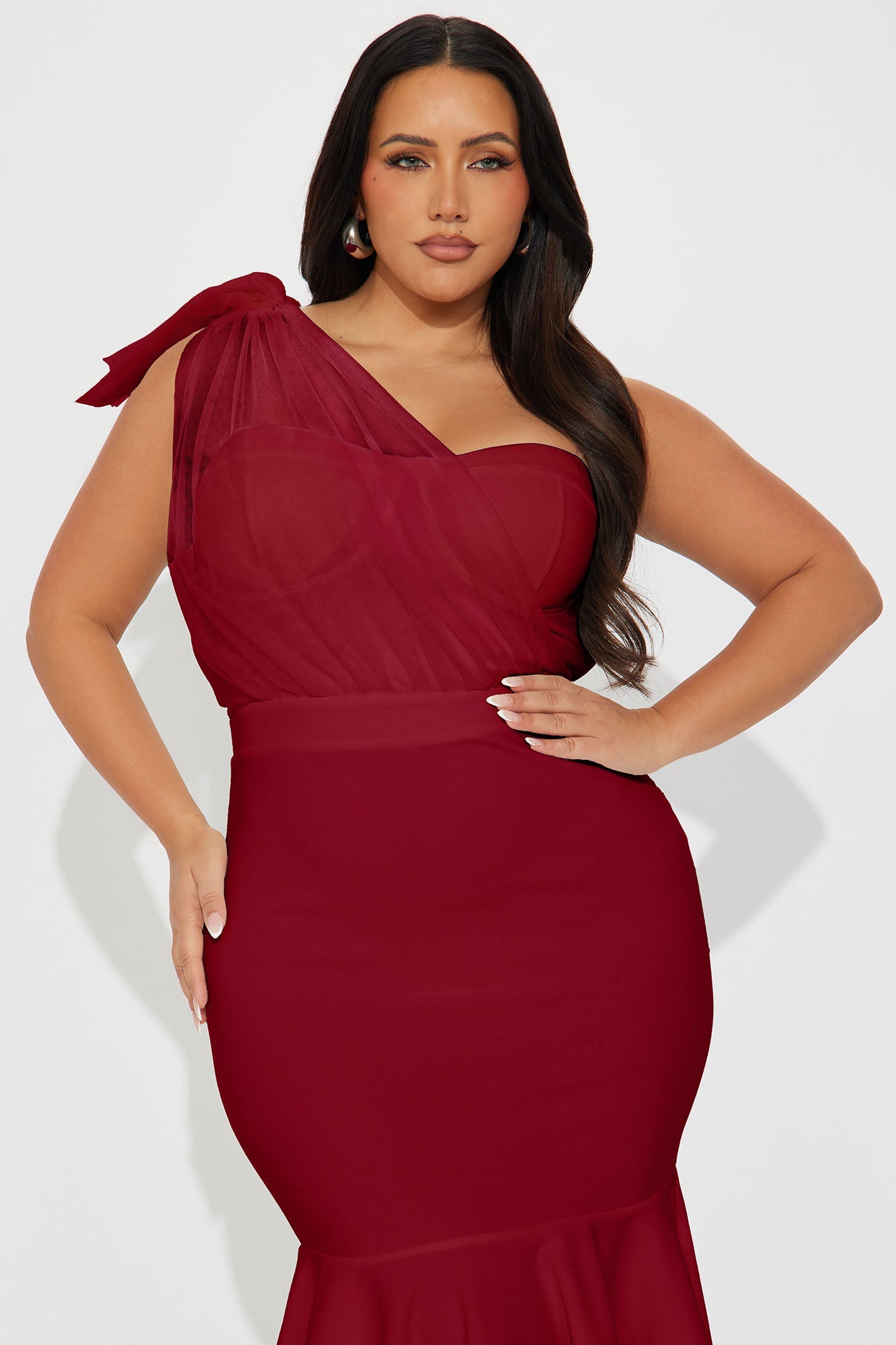 Prize Possession One Shoulder Midi Dress - Red