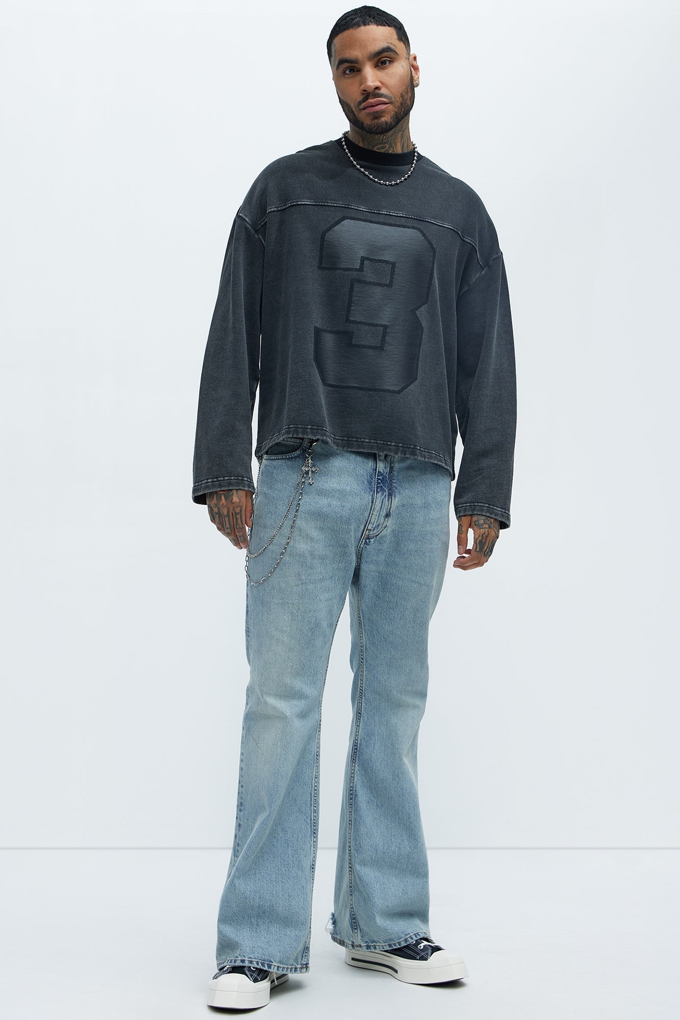 Kyle Long Sleeve Oversized Tee - Black Wash