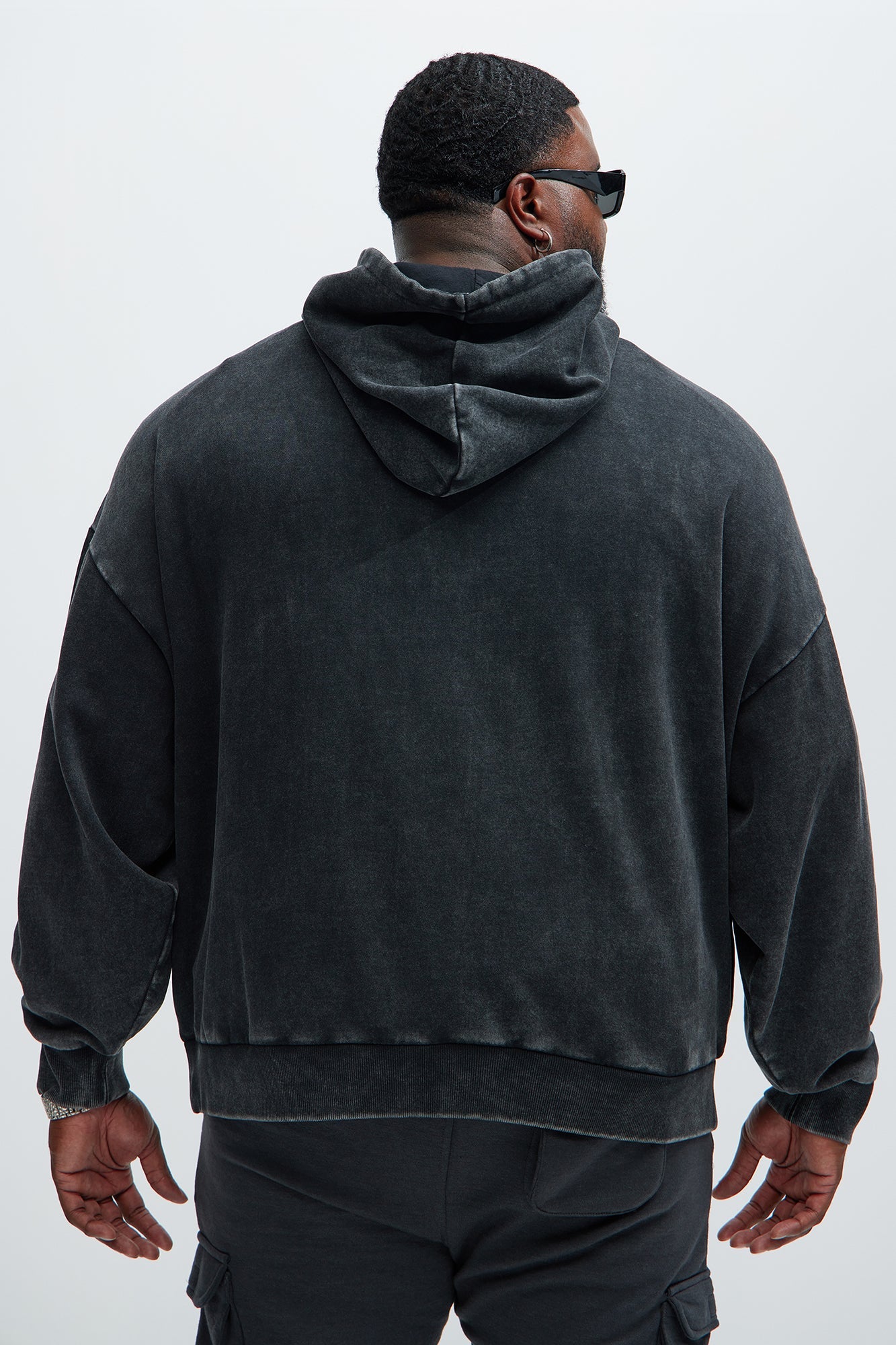 Tyson Snap Panel Oversized Hoodie - Black Wash