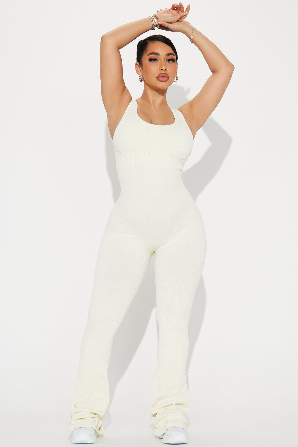 Sunrise Yoga Seamless Ribbed Active Jumpsuit - Ivory