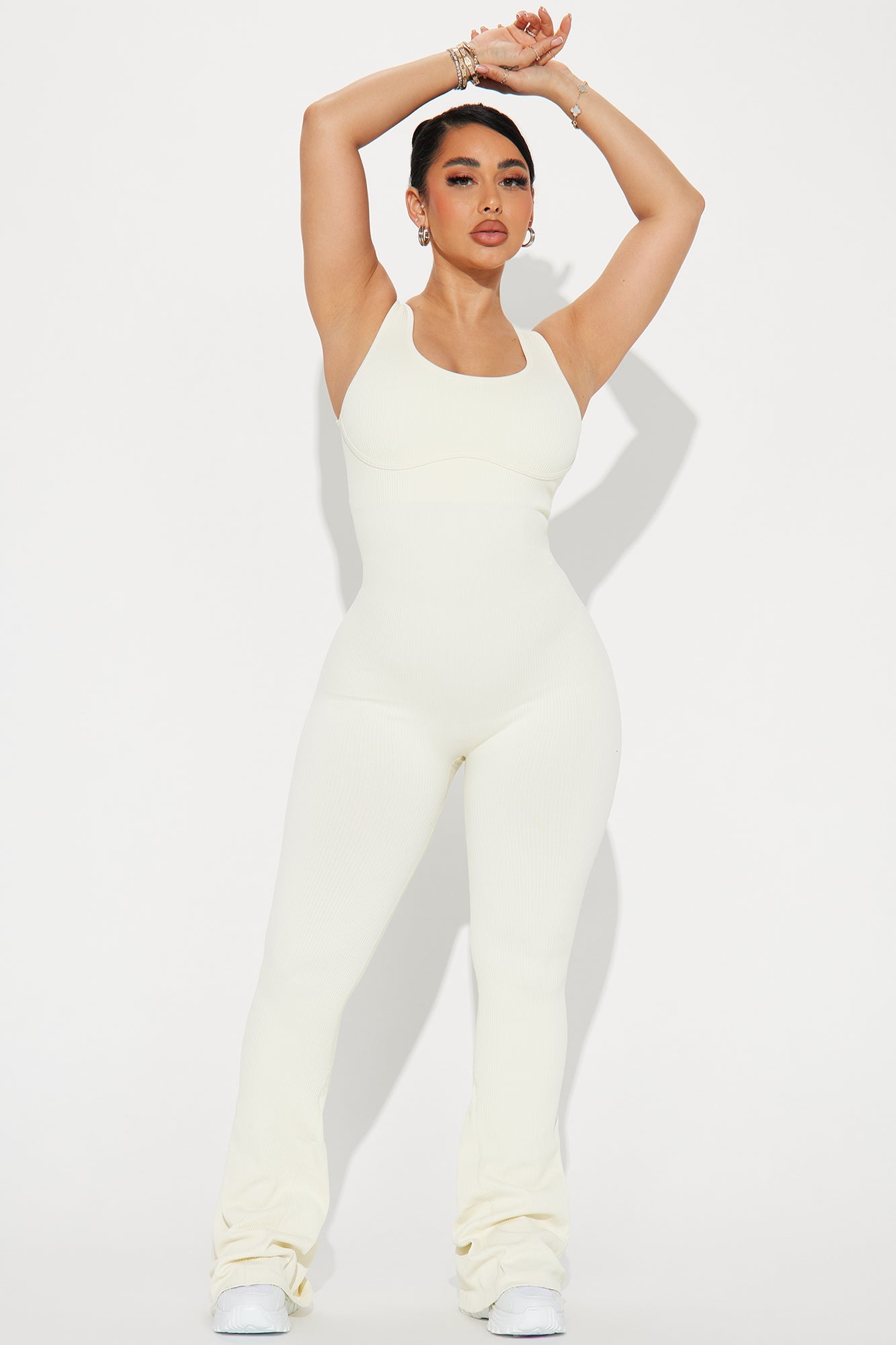 Sunrise Yoga Seamless Ribbed Active Jumpsuit - Ivory