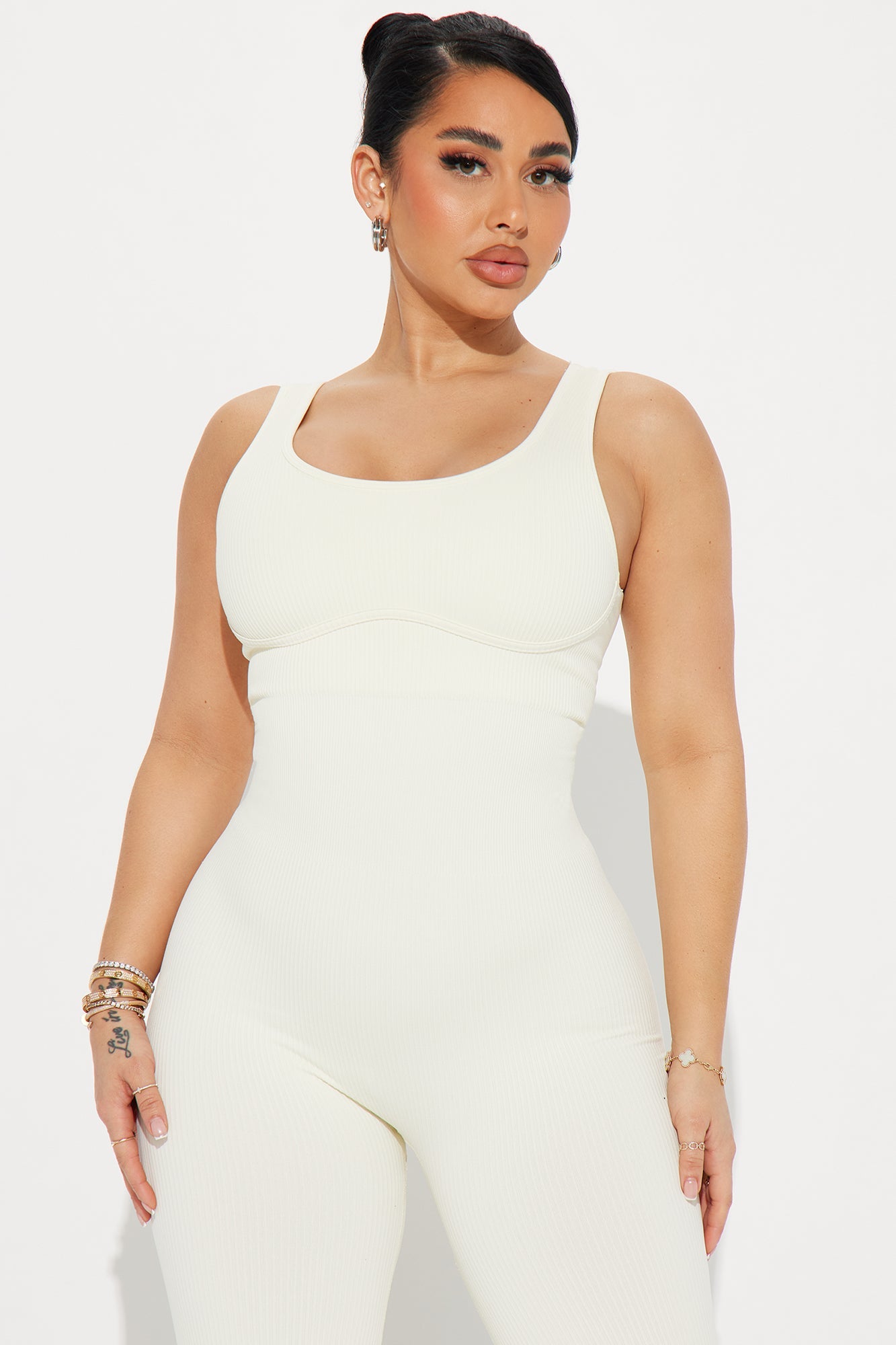 Sunrise Yoga Seamless Ribbed Active Jumpsuit - Ivory