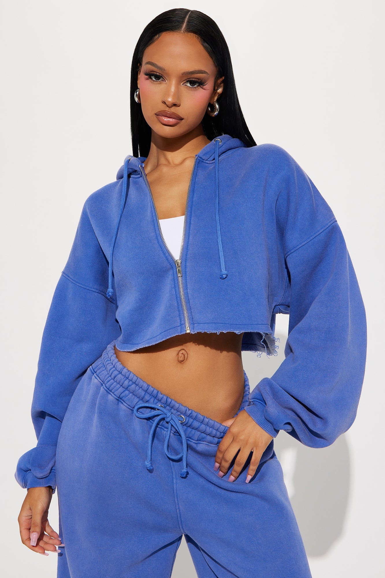 On The Go Fleece Pant Set - Blue