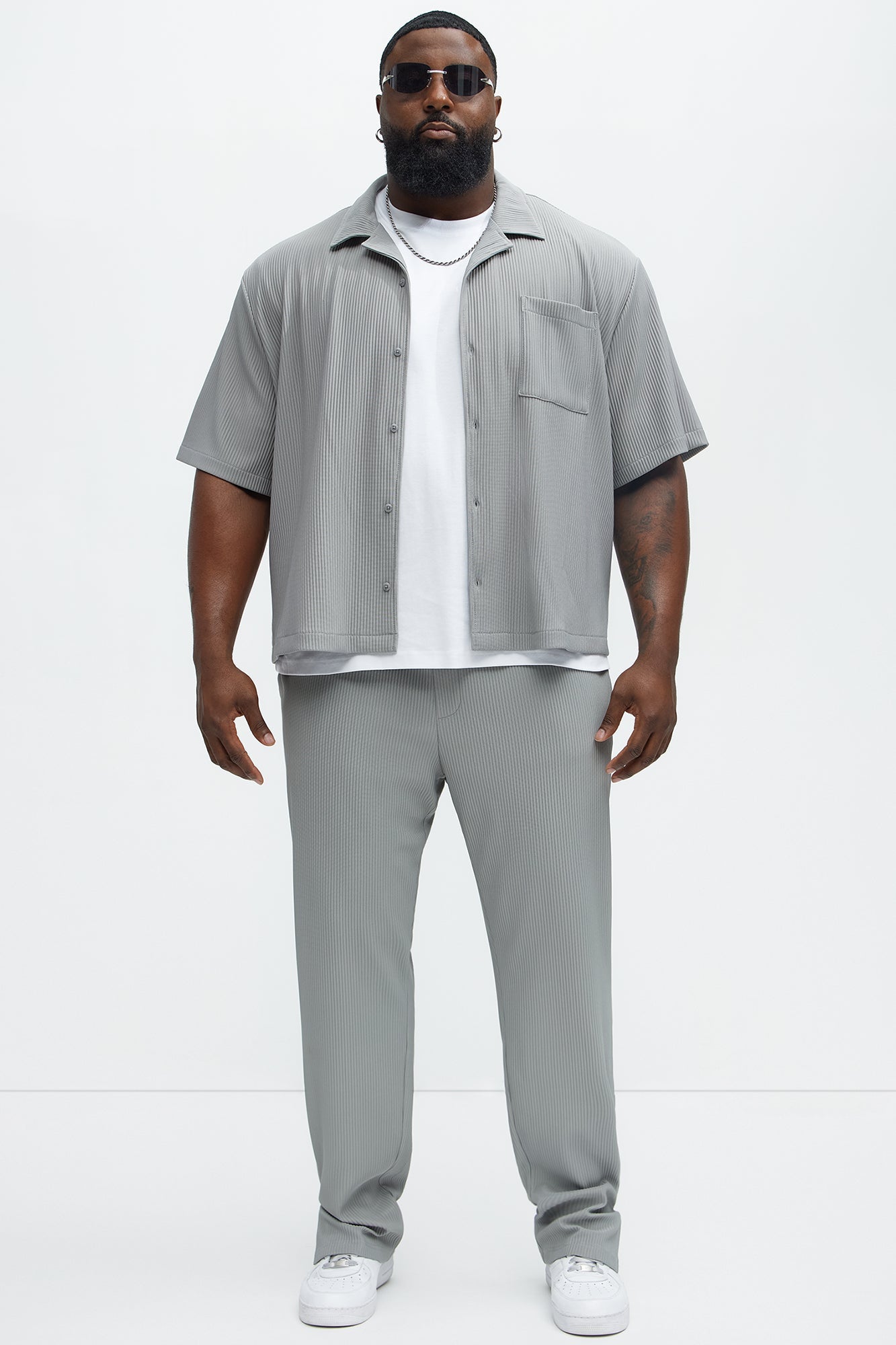 Show Up Short Sleeve Cuban Shirt - Grey