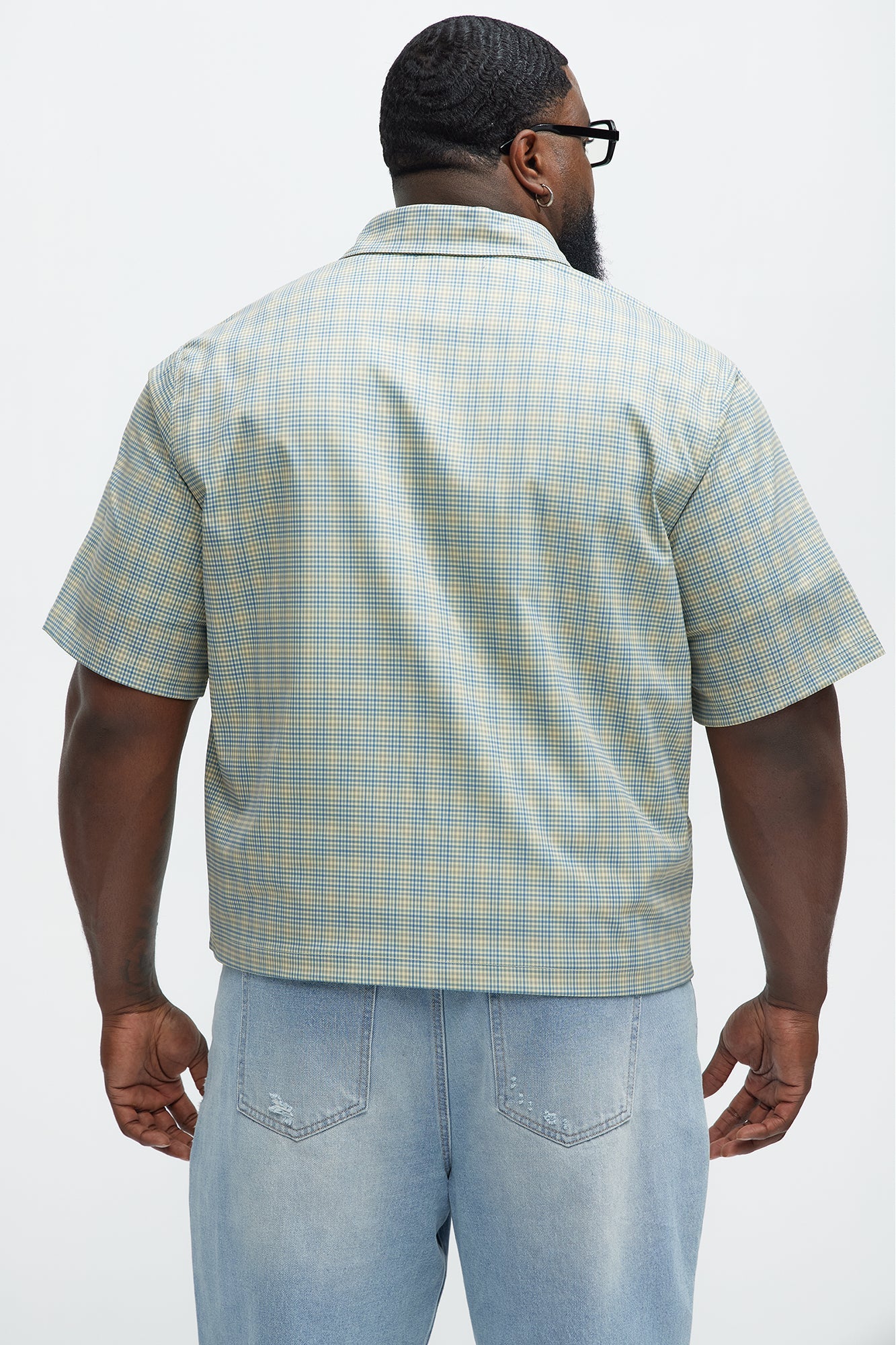 Cropped Pin Up Graphic Button Up Shirt - Green/combo