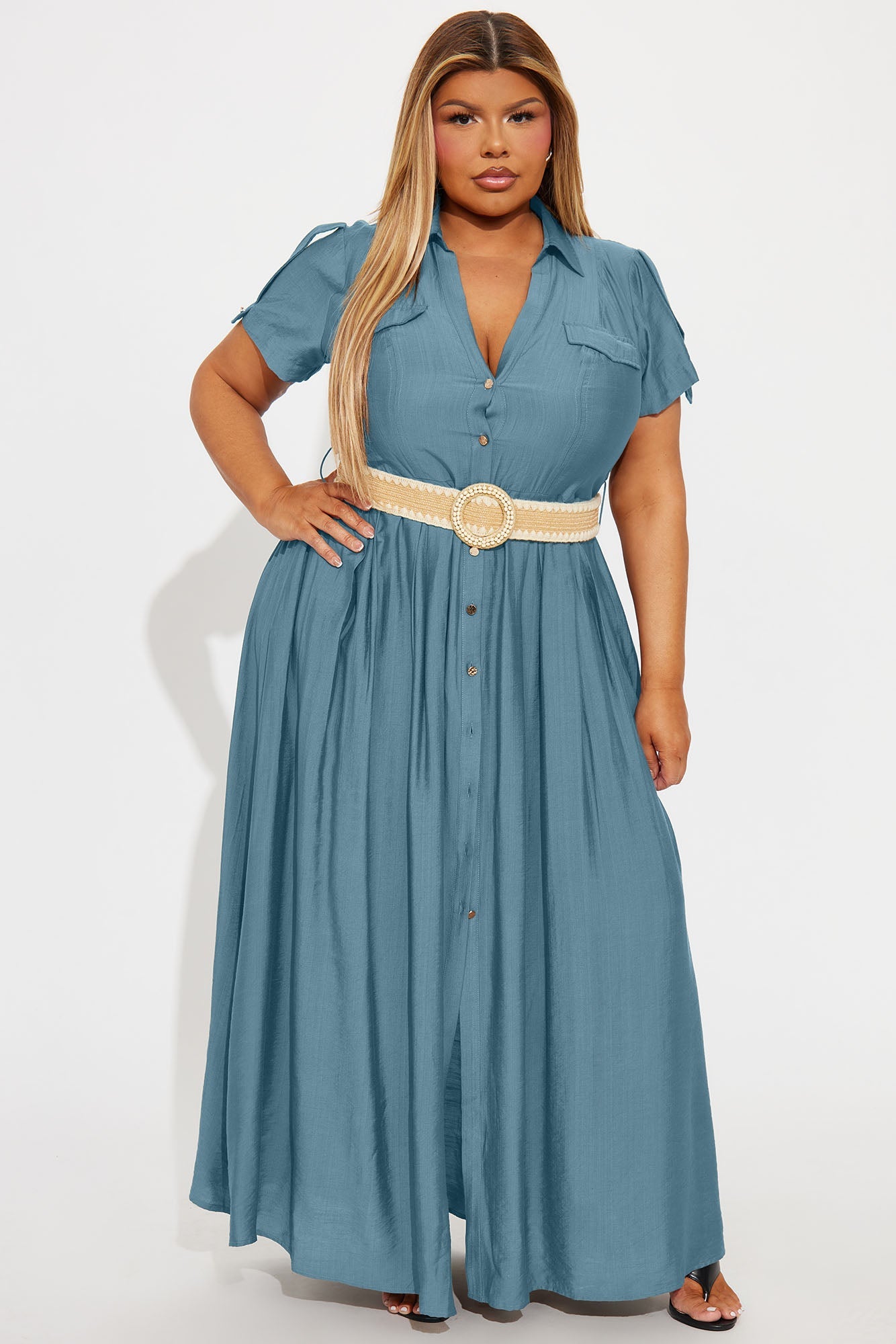 Laurel Linen Maxi Shirt Dress - Denim