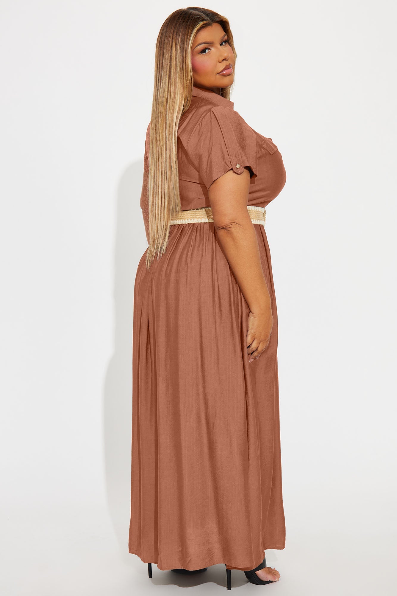 Laurel Linen Maxi Shirt Dress - Marsala