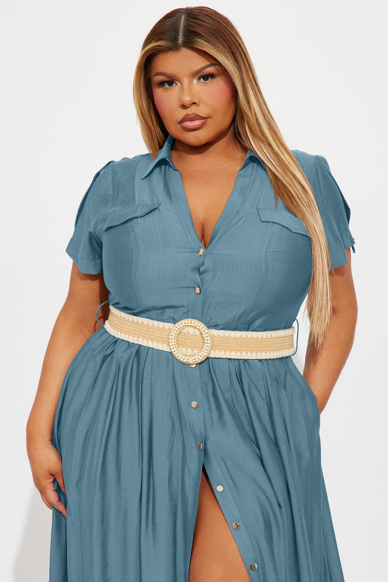 Laurel Linen Maxi Shirt Dress - Denim