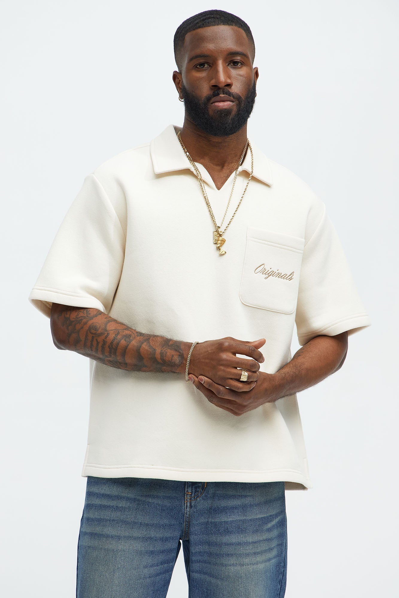 Tyson Happy Mistake Short Sleeve Polo - Cream