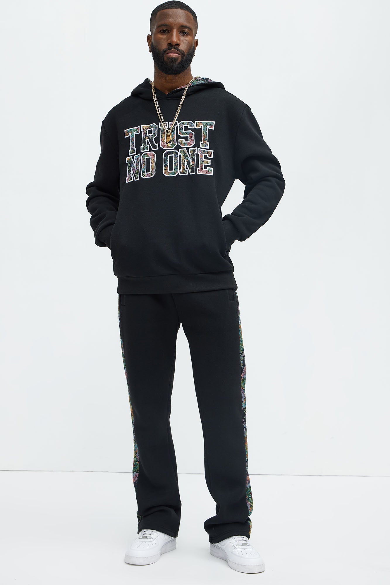 Trust No One Tapestry Hoodie - Black