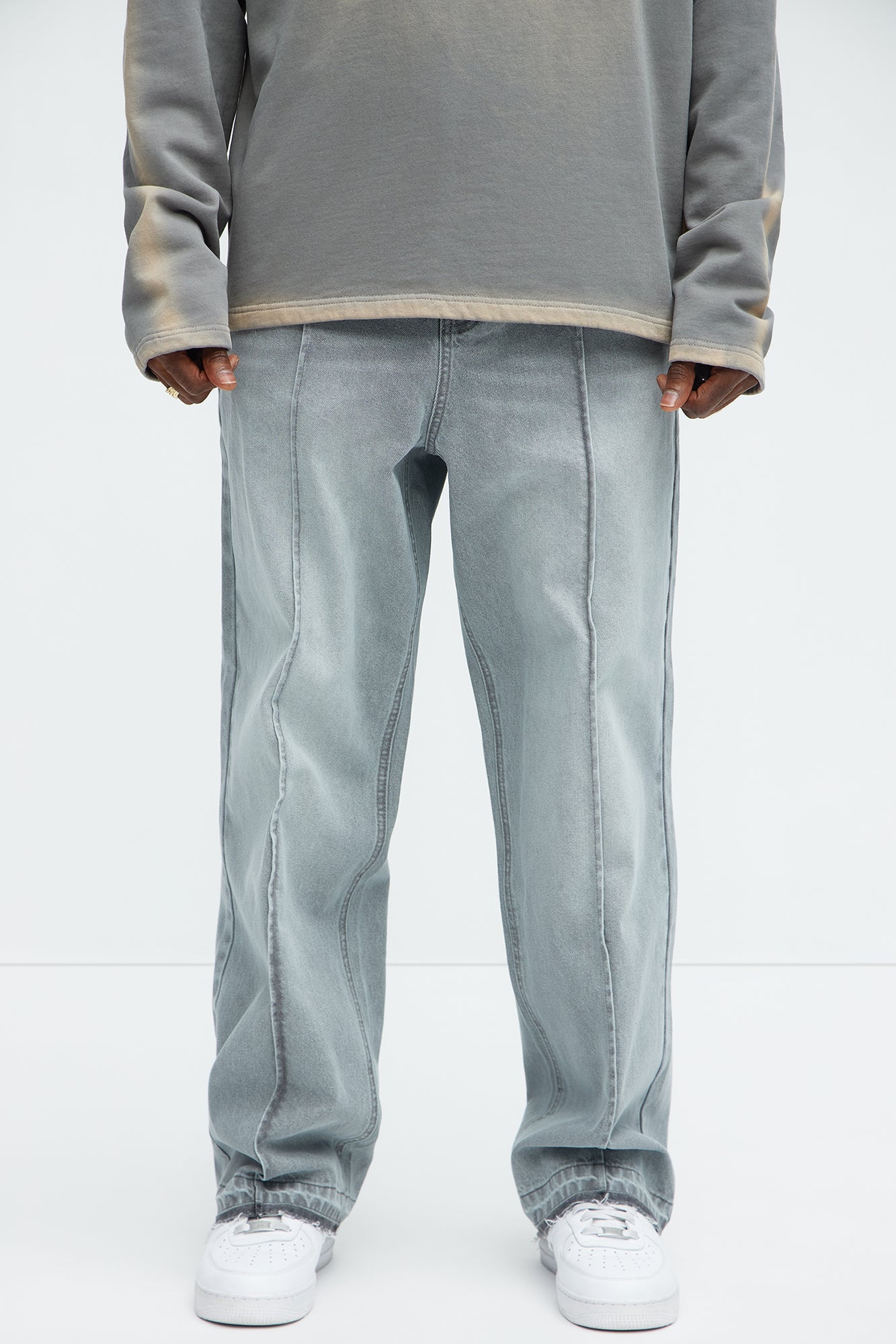 Patras Pleat Baggy Jeans - Grey