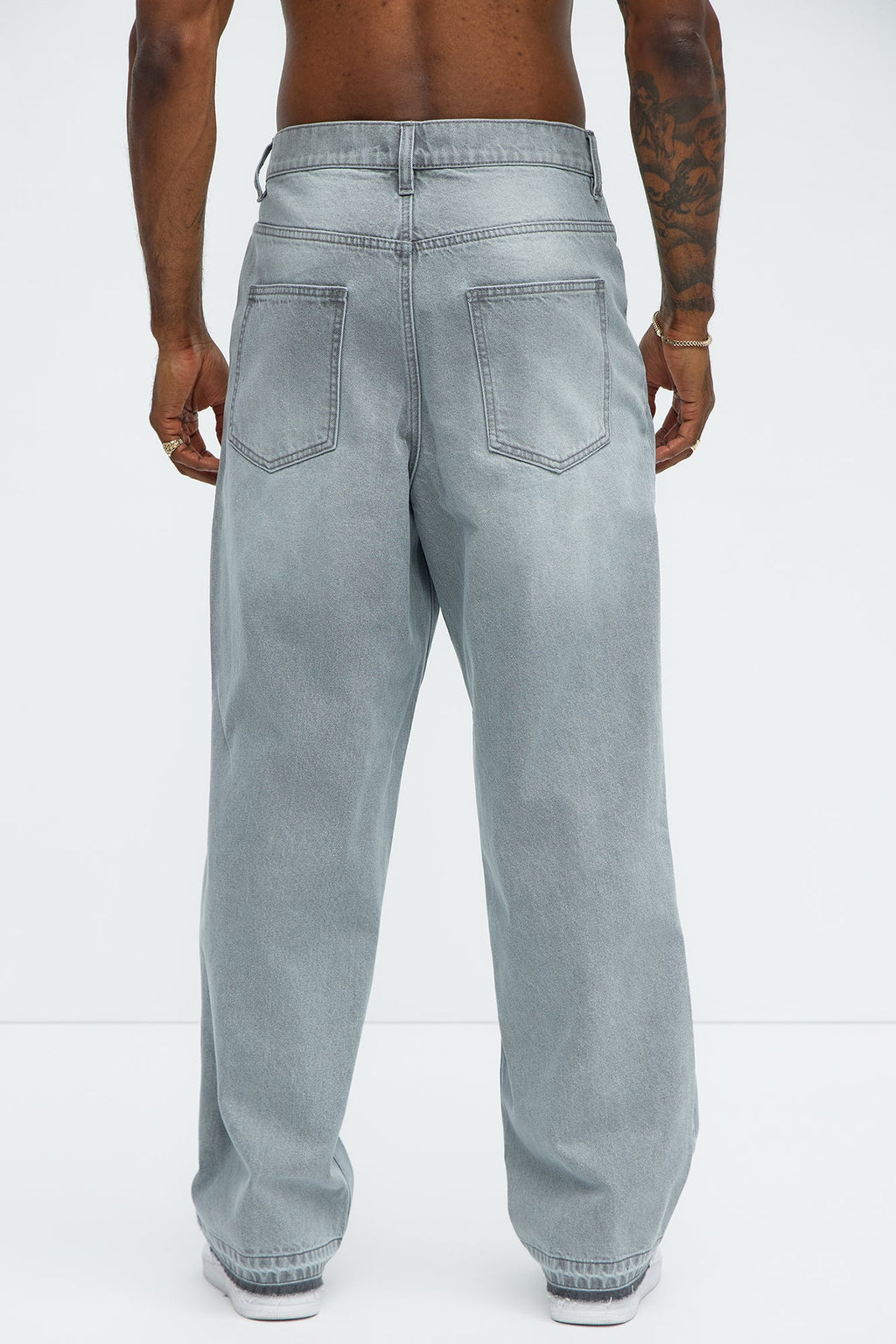 Patras Pleat Baggy Jeans - Grey