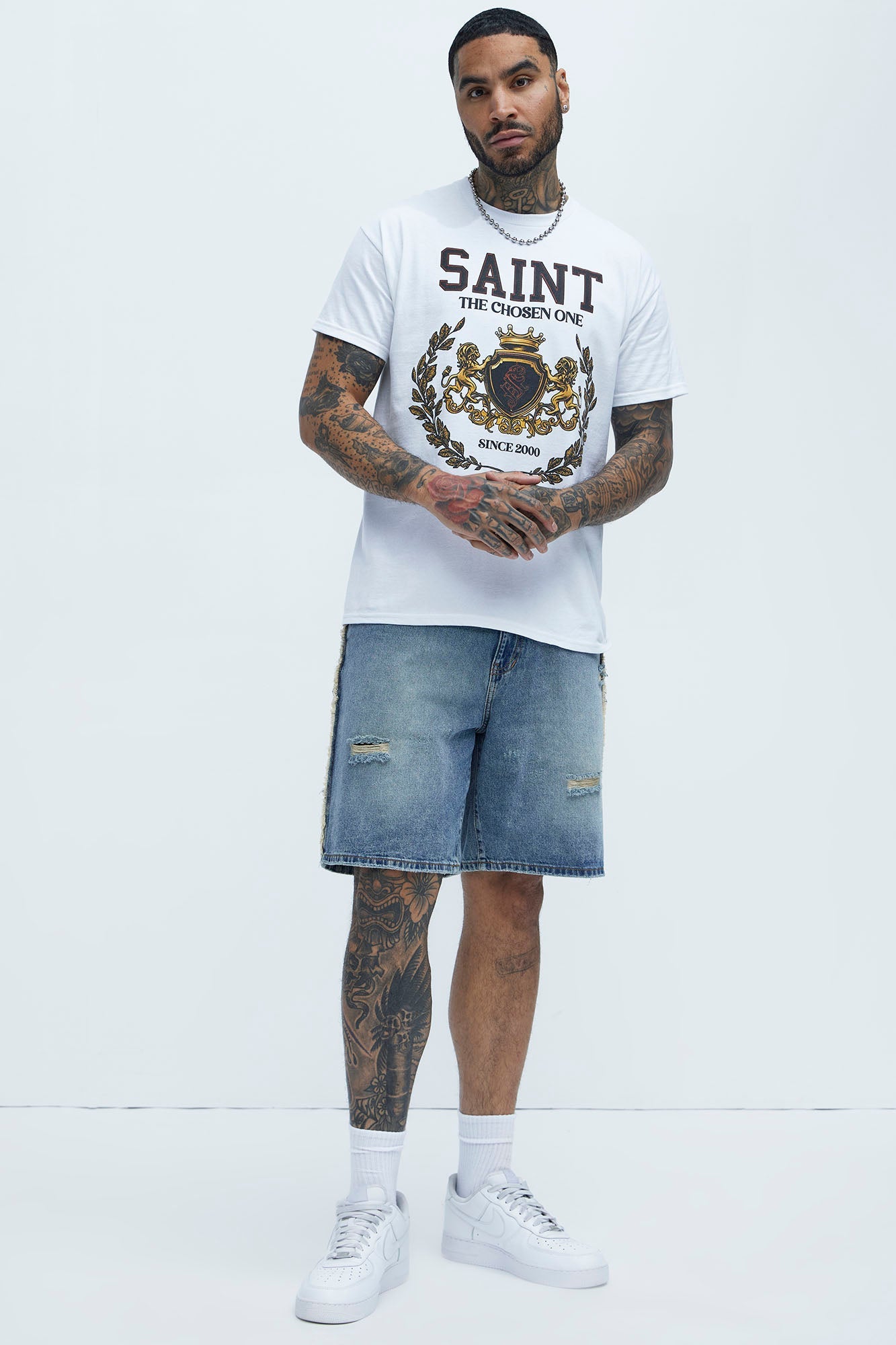 Trust Me Frayed Relaxed Denim Shorts - Light Blue Wash