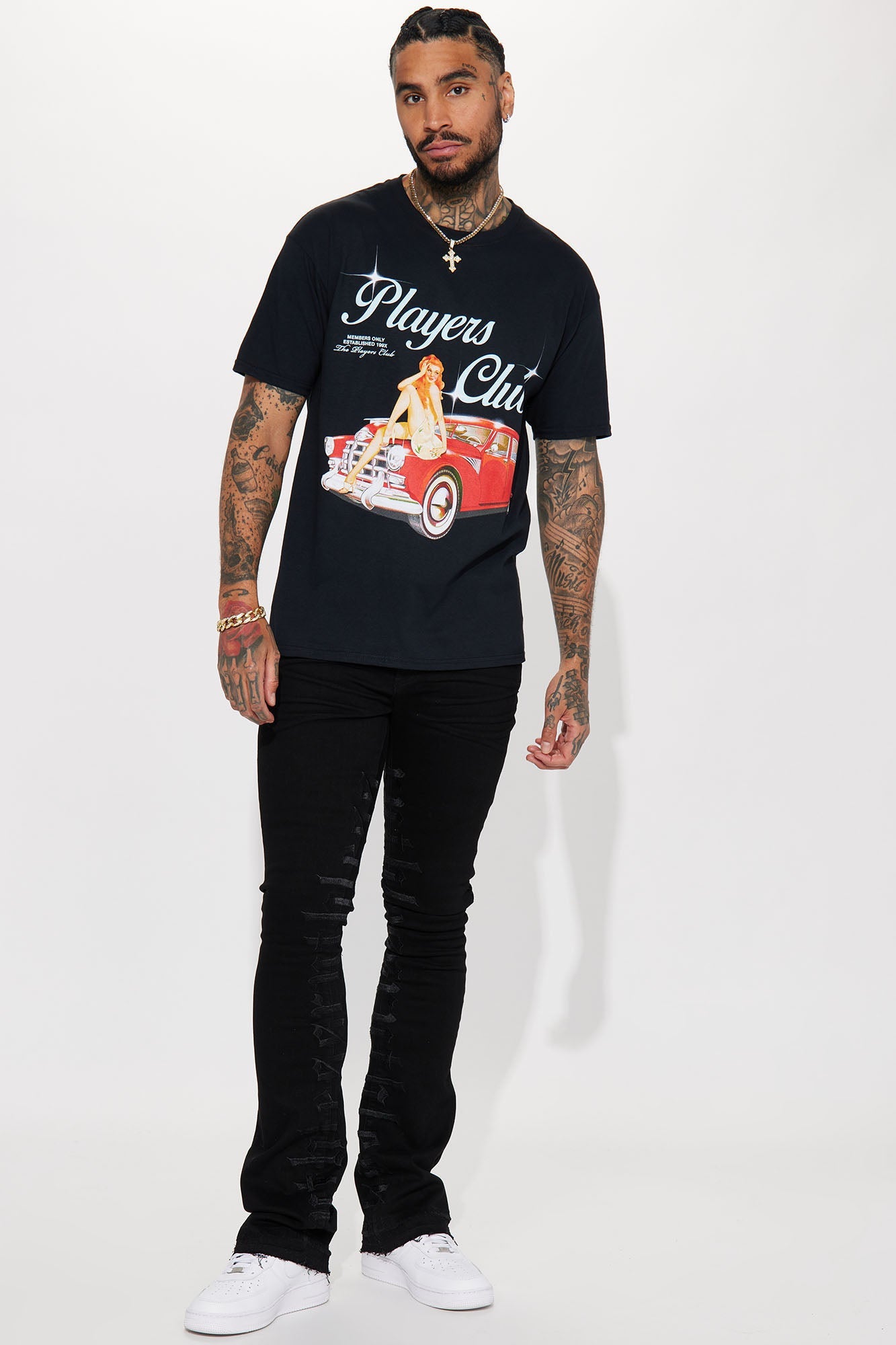 Ruthless Embroidered Stacked Skinny Flare Jeans - Black