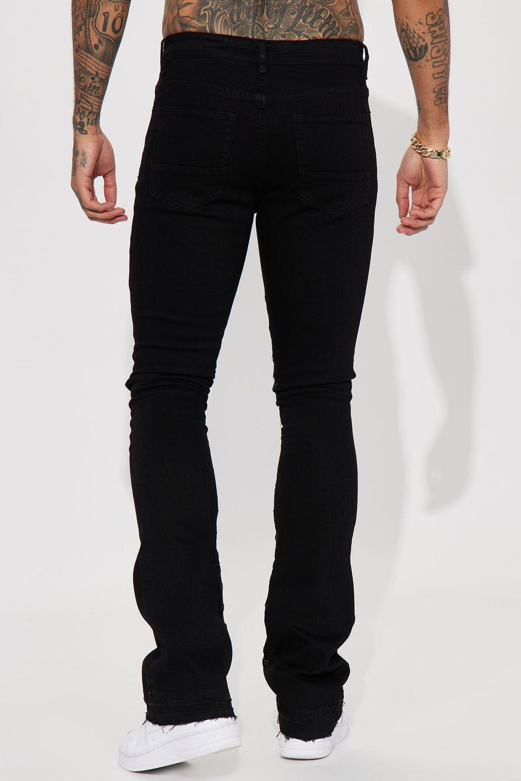 Ruthless Embroidered Stacked Skinny Flare Jeans - Black