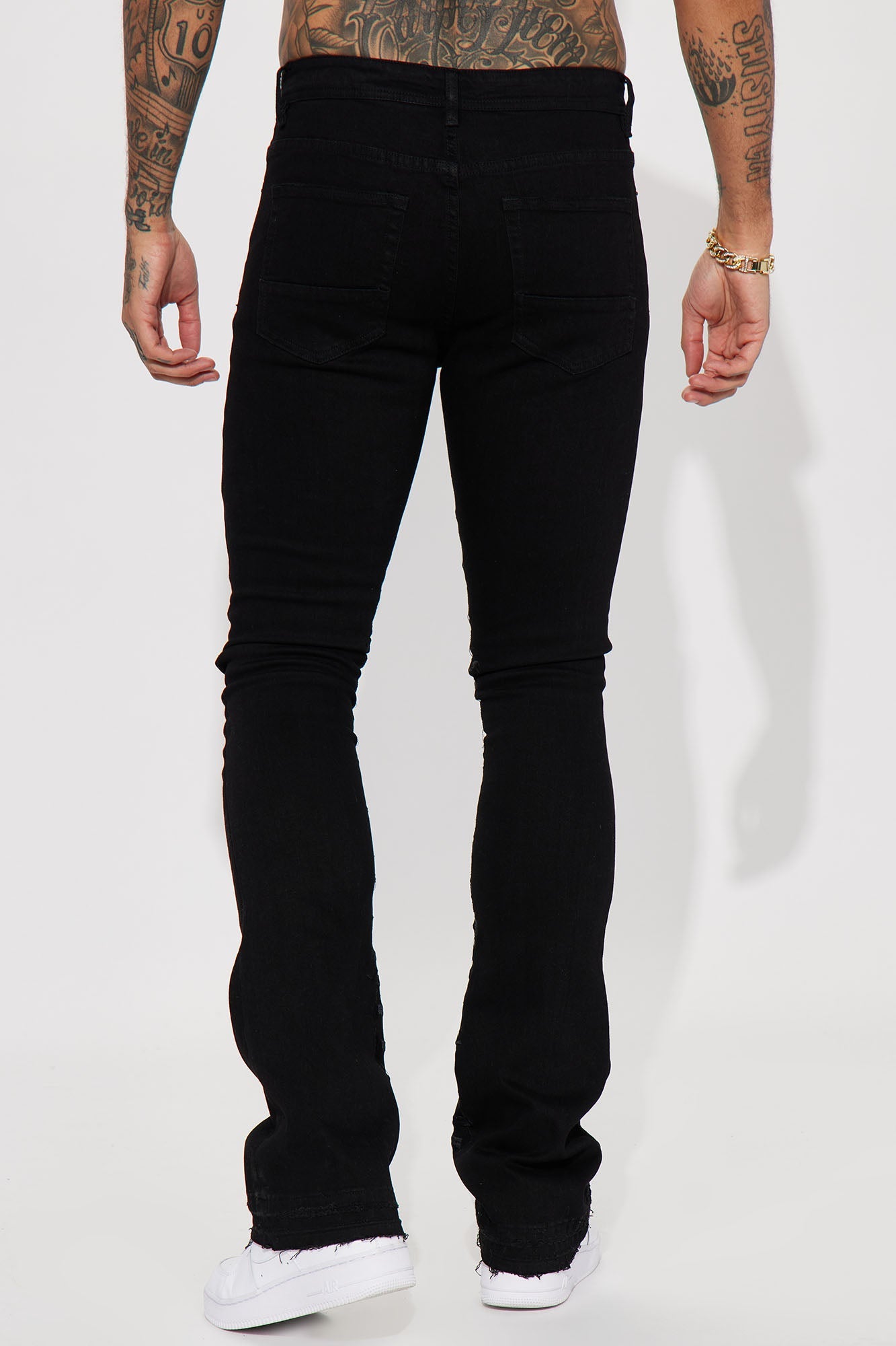 Ruthless Embroidered Stacked Skinny Flare Jeans - Black