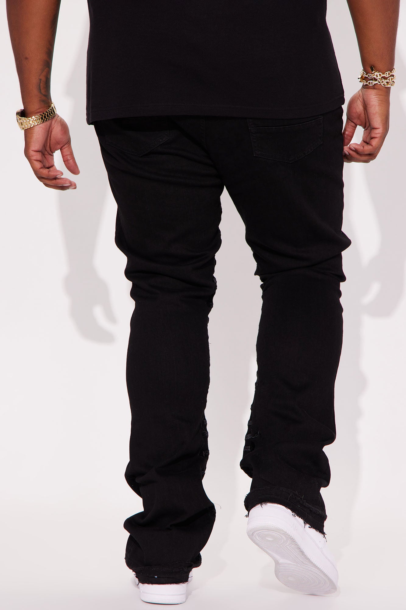 Ruthless Embroidered Stacked Skinny Flare Jeans - Black