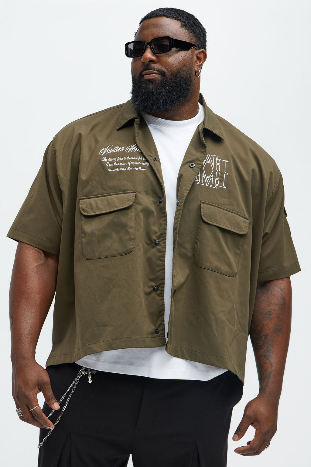 Hustler Mentality Short Sleeve Shirt - Olive