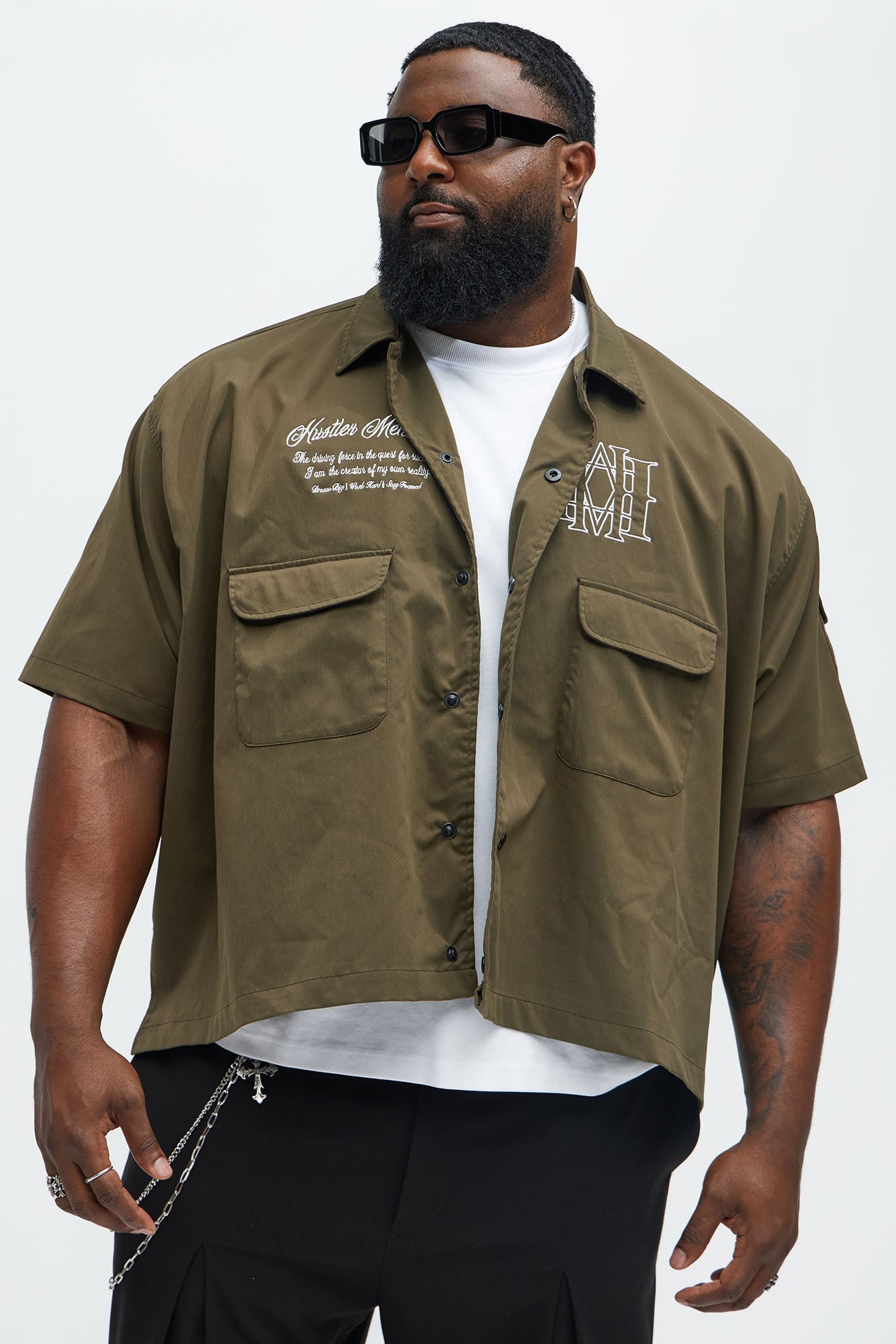 Hustler Mentality Short Sleeve Shirt - Olive