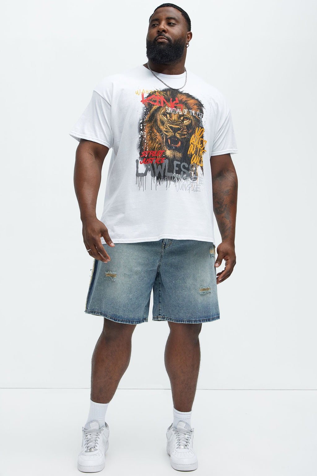 Trust Me Frayed Relaxed Denim Shorts - Light Blue Wash