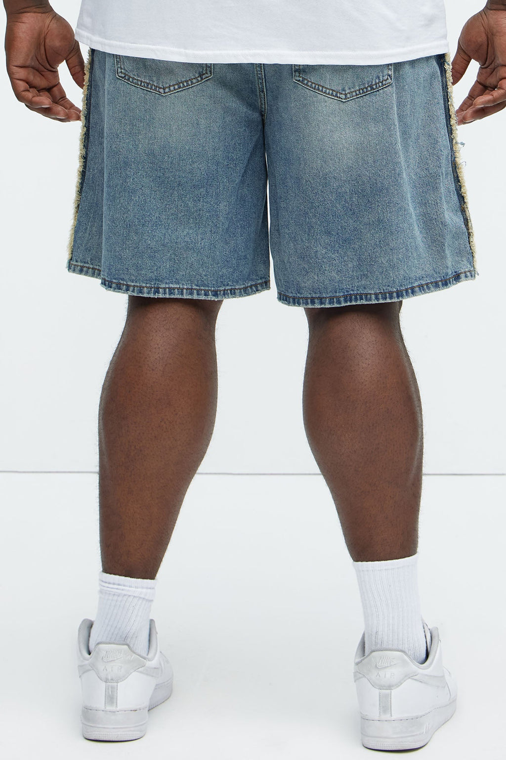 Trust Me Frayed Relaxed Denim Shorts - Light Blue Wash