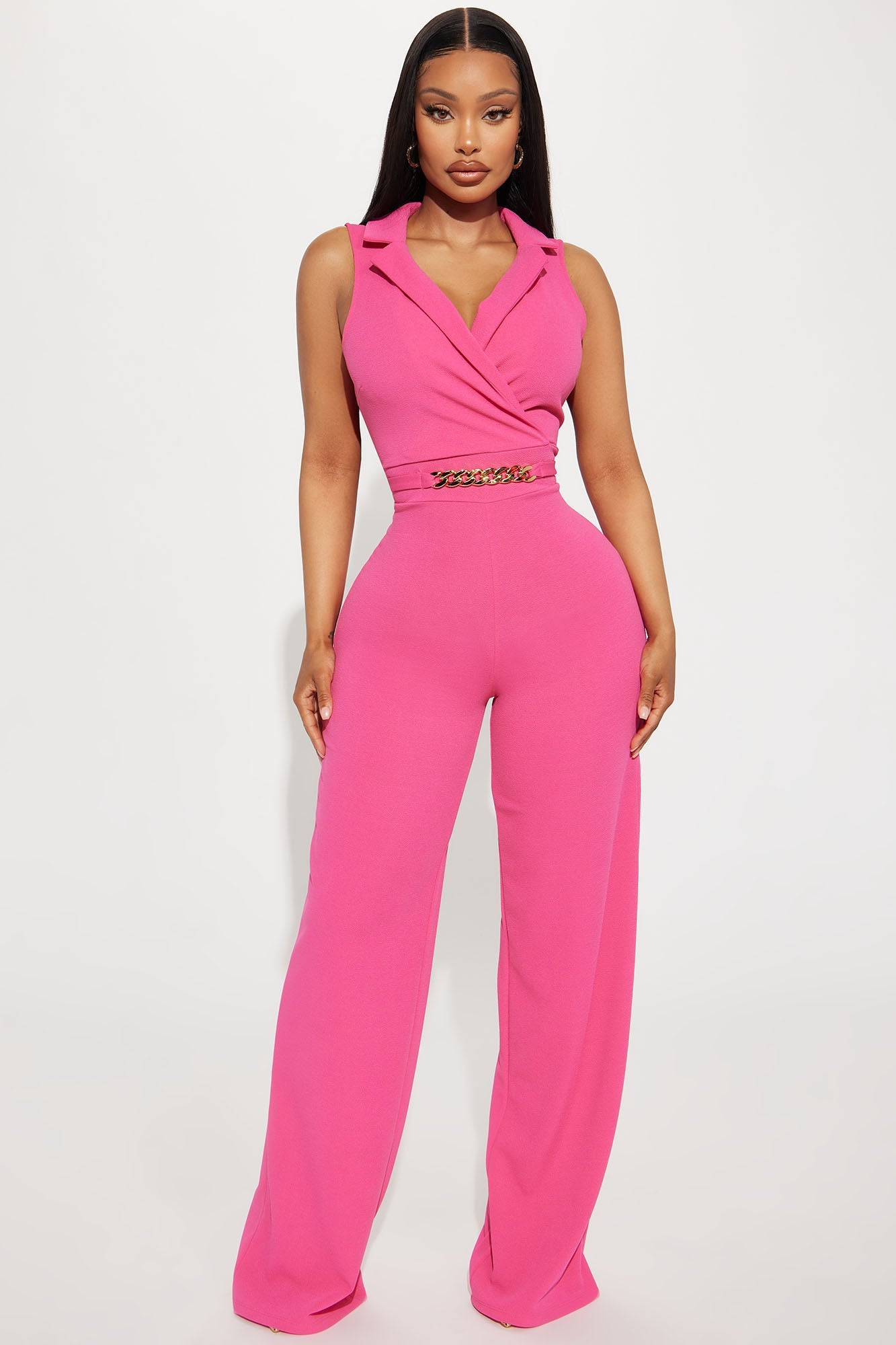 Chained To Your Love Jumpsuit - Fuchsia