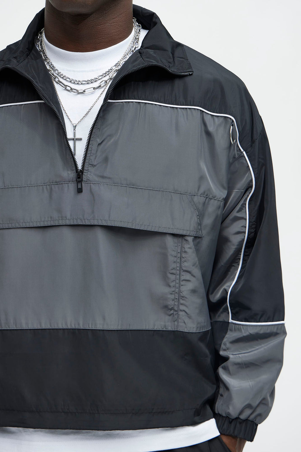 Racer Quarter Zip Coaches Jacket - Black/combo