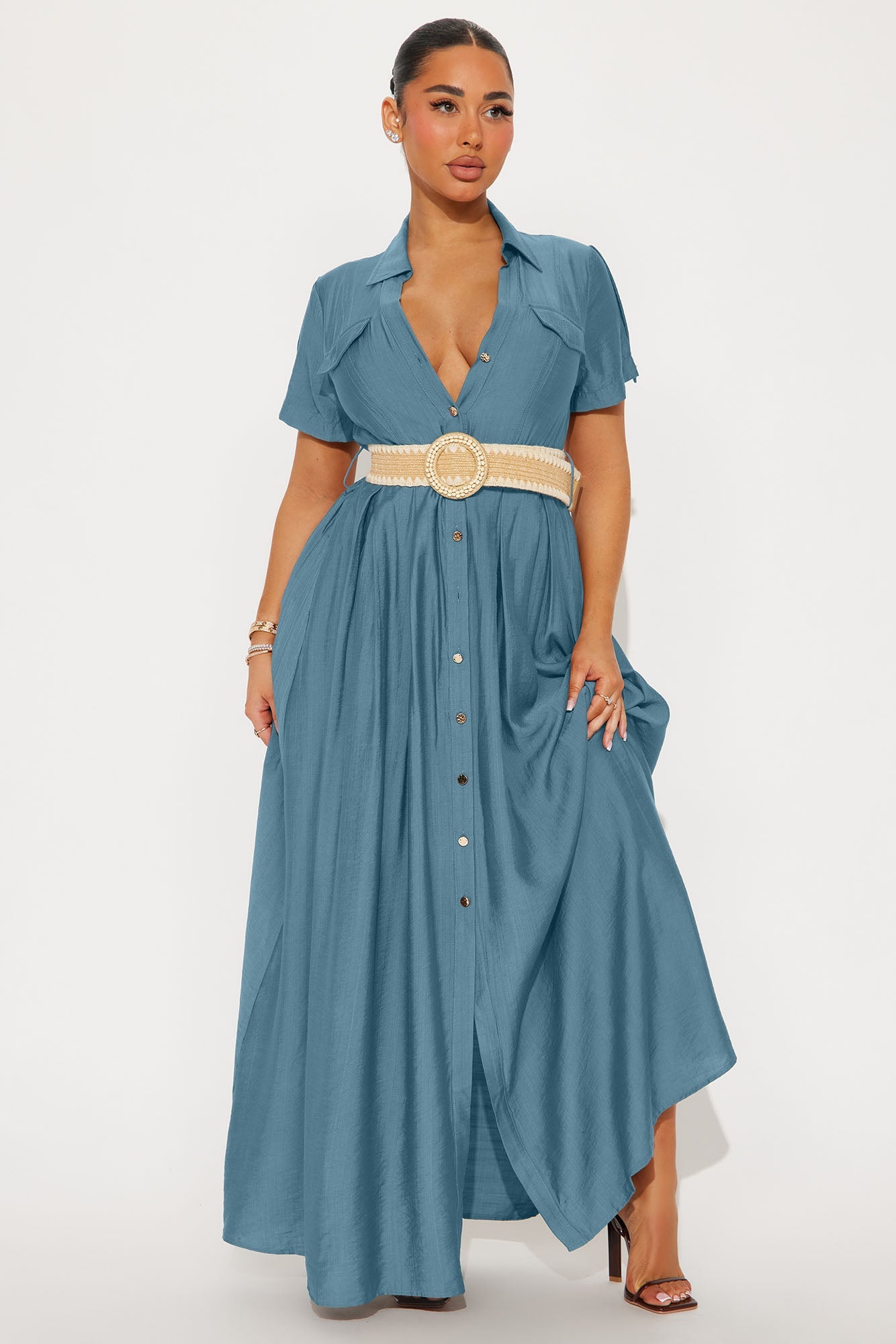 Laurel Linen Maxi Shirt Dress - Denim