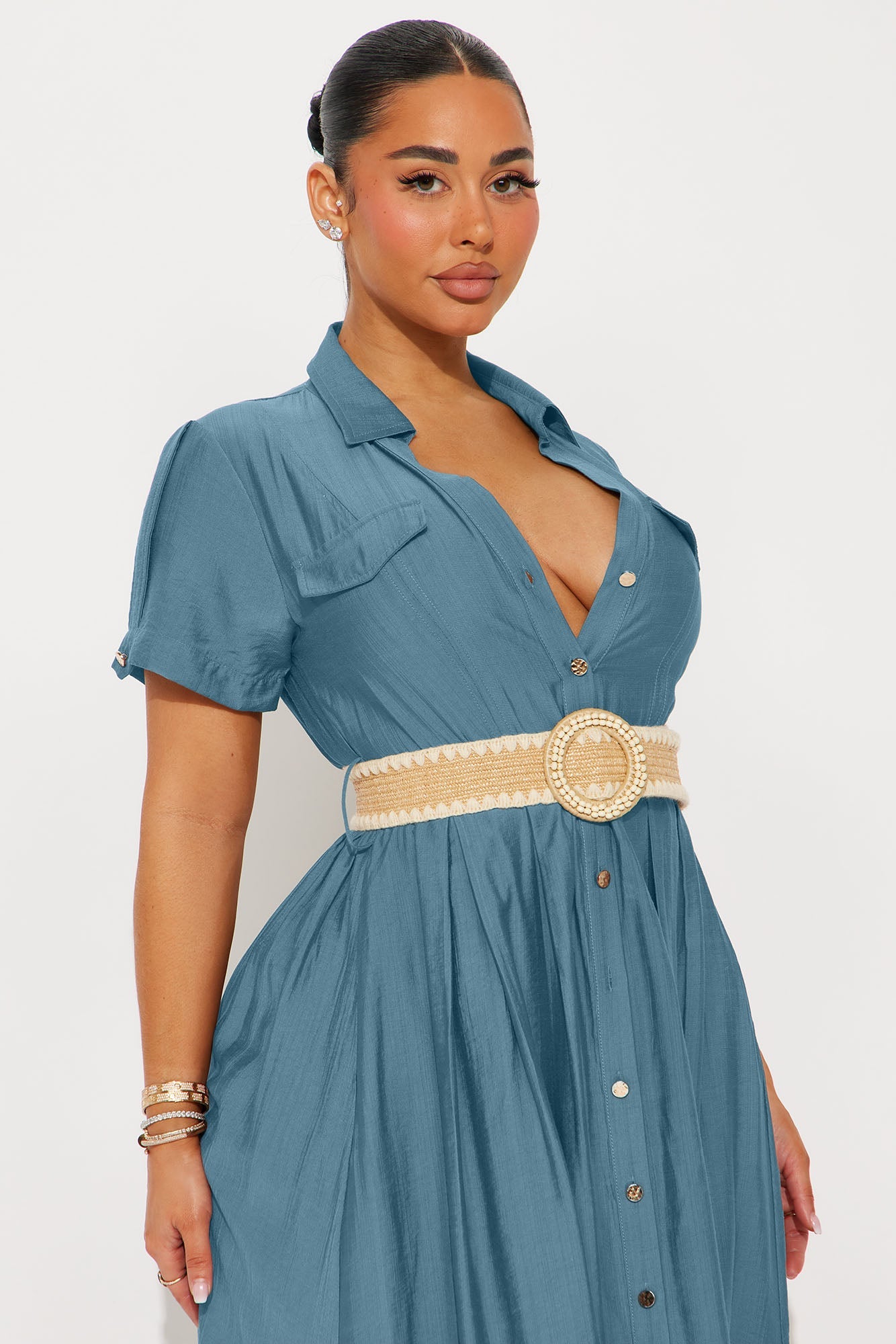 Laurel Linen Maxi Shirt Dress - Denim