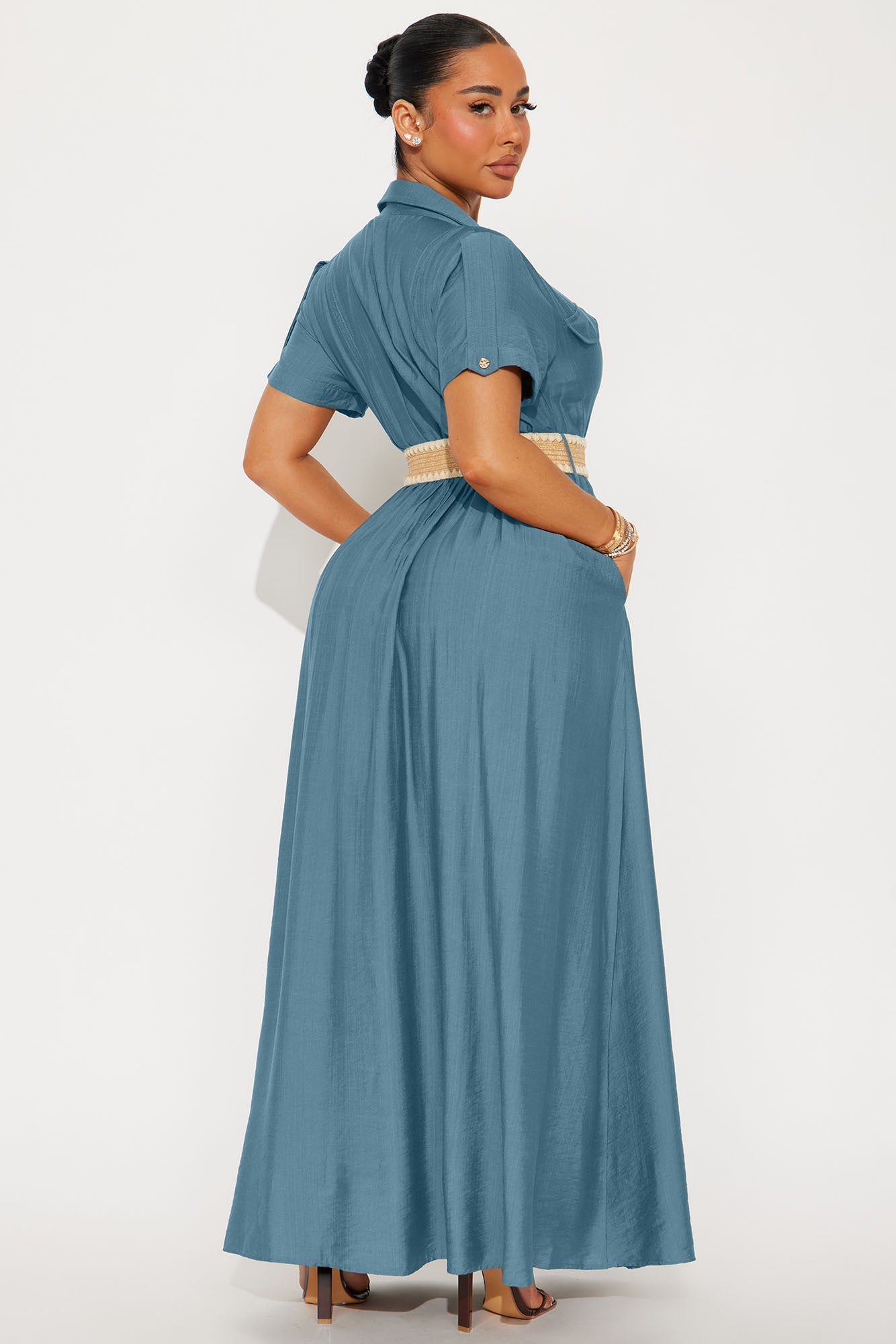 Laurel Linen Maxi Shirt Dress - Denim
