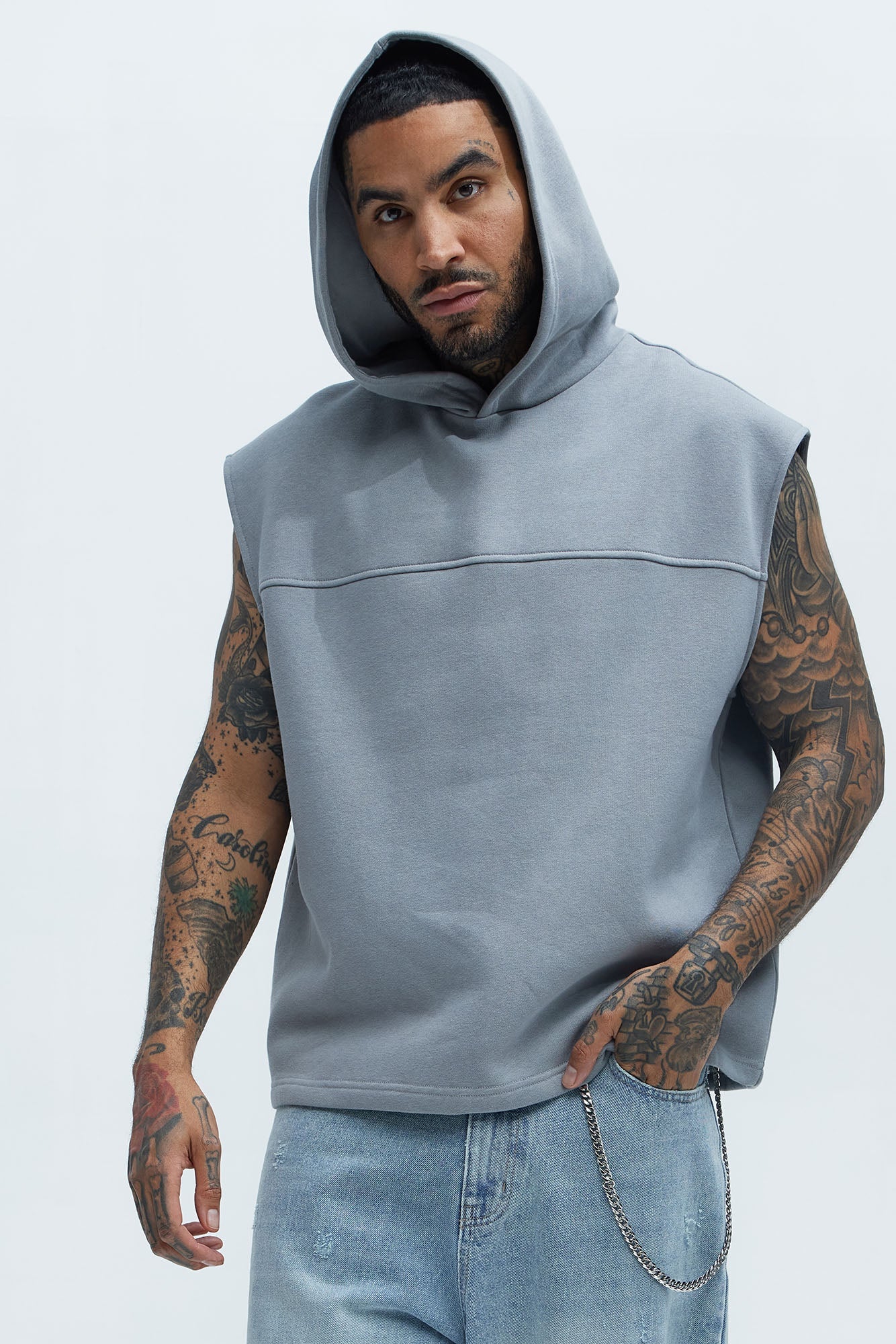 Tyson Lets Go Sleeveless Hoodie - Grey