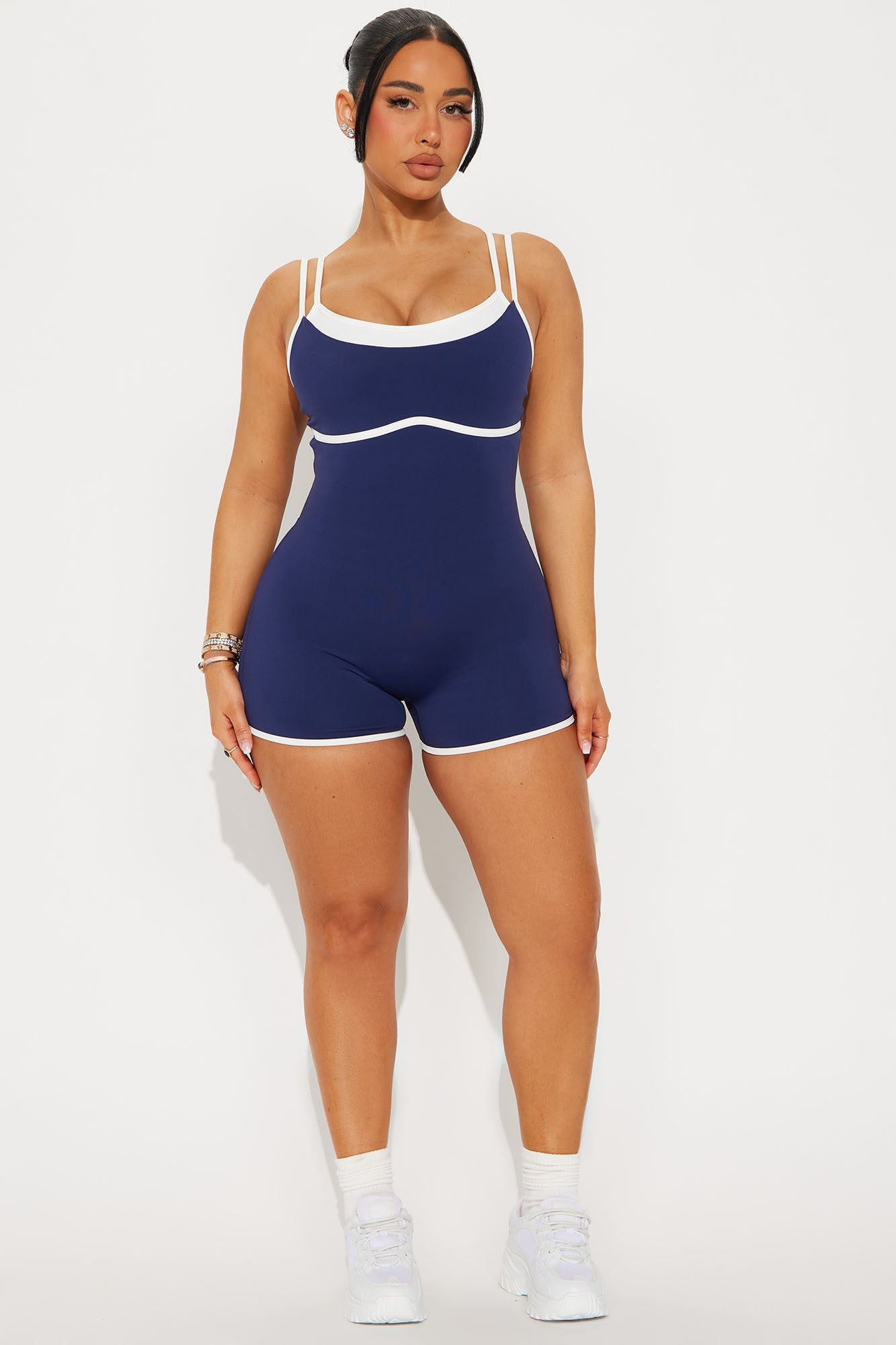 Run The Course Twofer Active Romper - Midnight Blue
