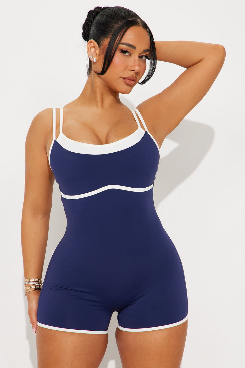 Run The Course Twofer Active Romper - Midnight Blue