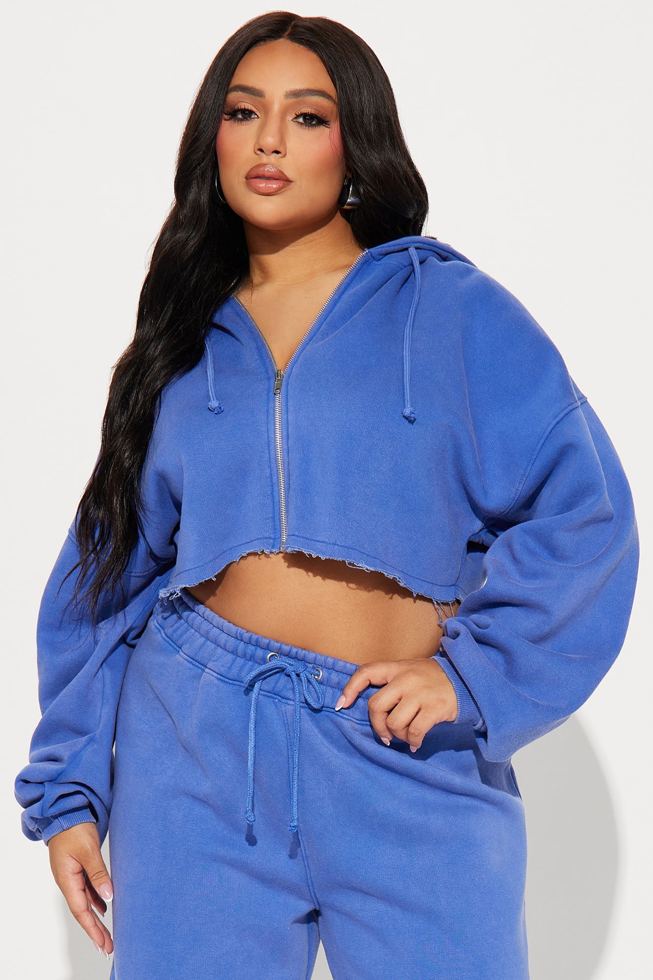On The Go Fleece Pant Set - Blue