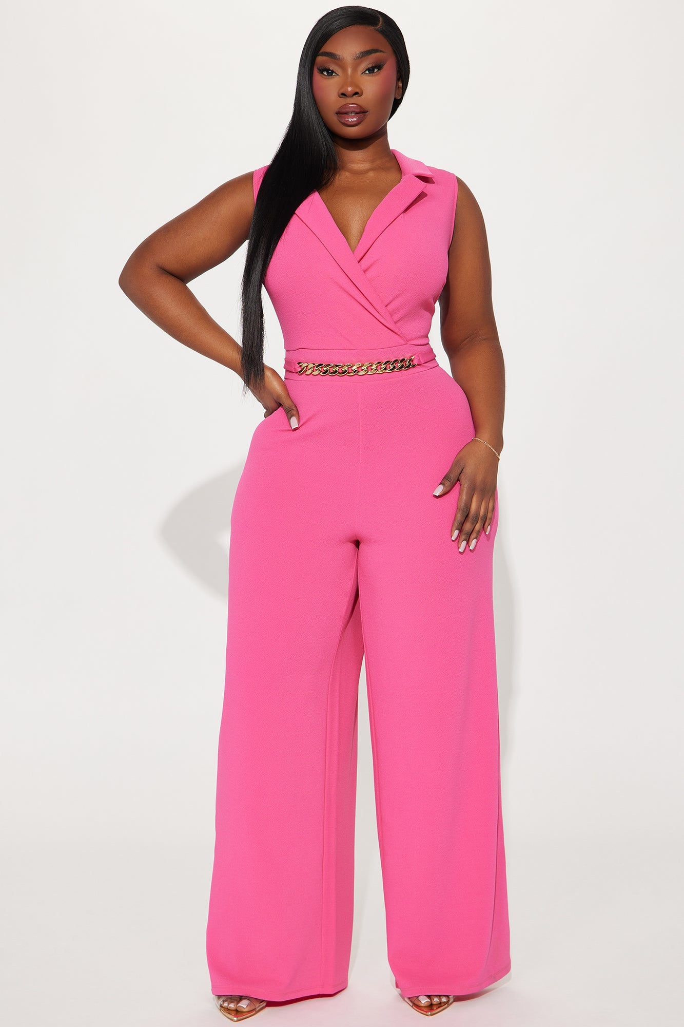Chained To Your Love Jumpsuit - Fuchsia