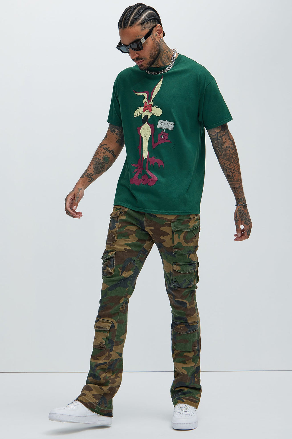 On Repeat Skinny Flare Cargo Pants - Camouflage