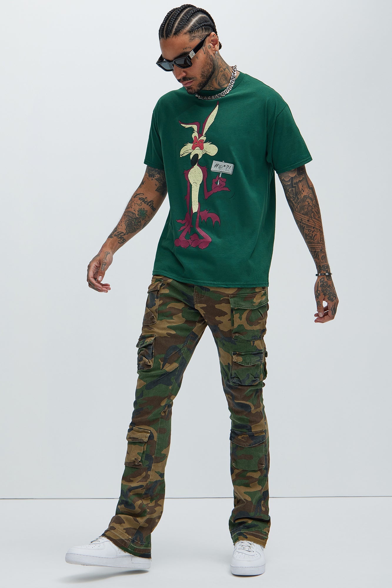 On Repeat Skinny Flare Cargo Pants - Camouflage